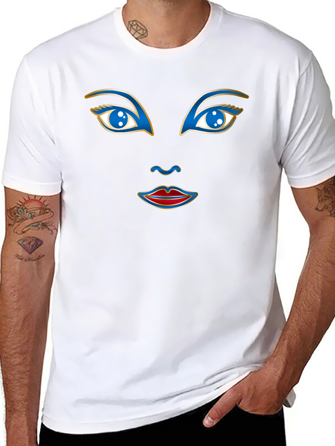 Abstract Face Graphic Tee - Stylish Unique Design