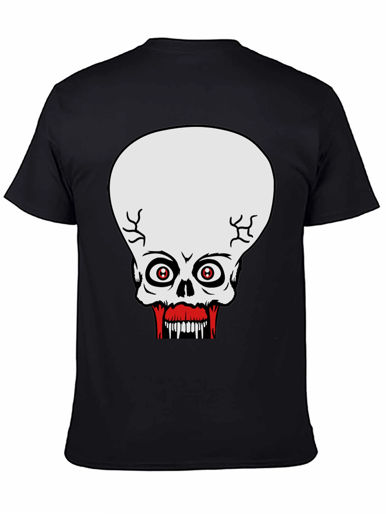 Creepy Skull Graphic Print Black T-Shirt