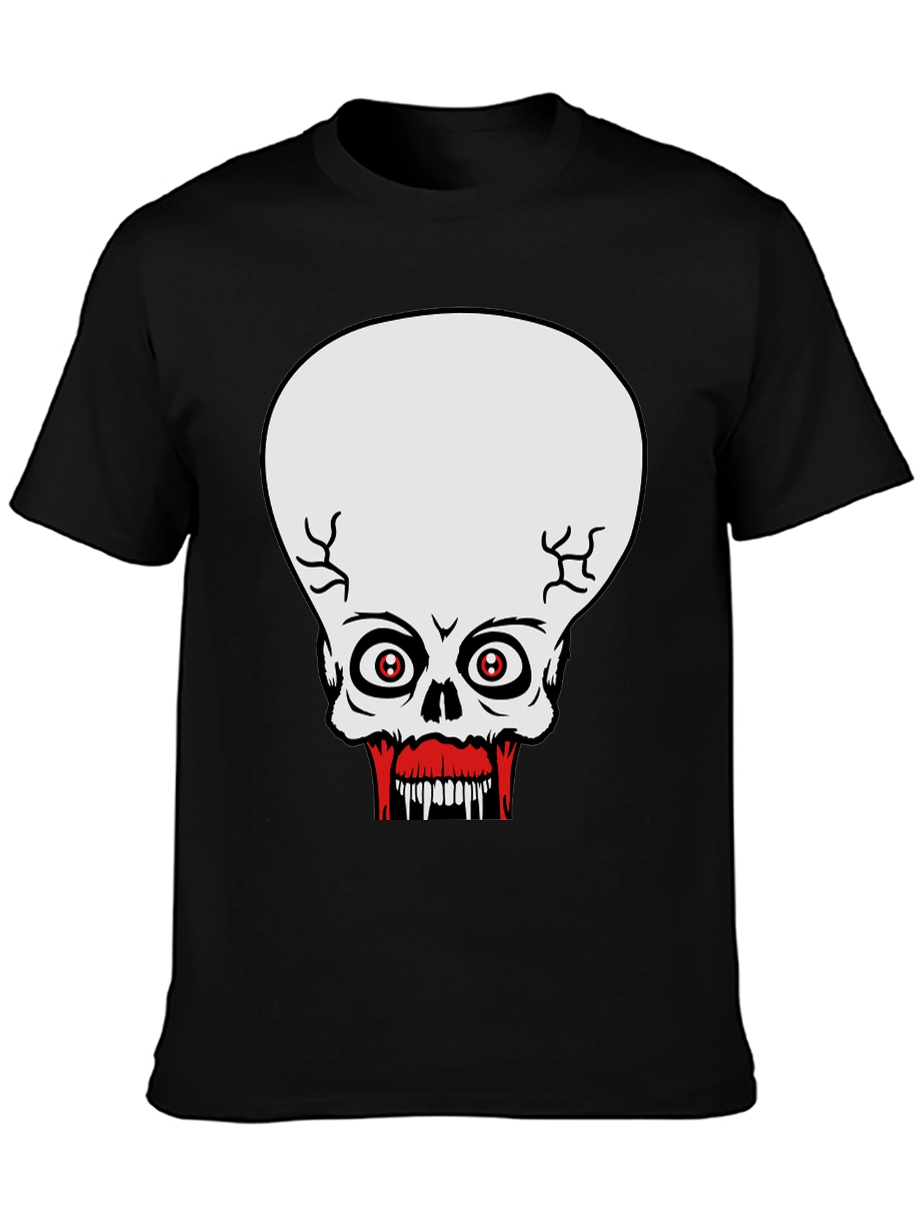 Creepy Skull Graphic Print Black T-Shirt