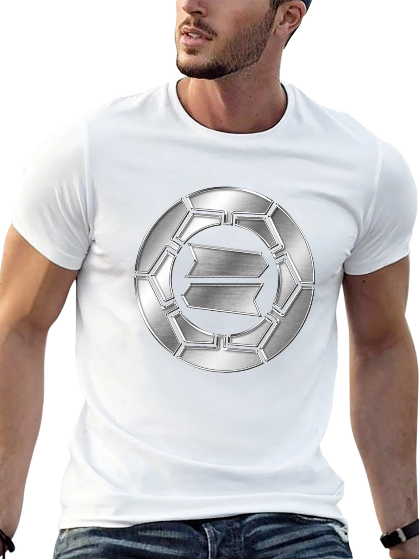 Black T-Shirt with Metallic Emblem