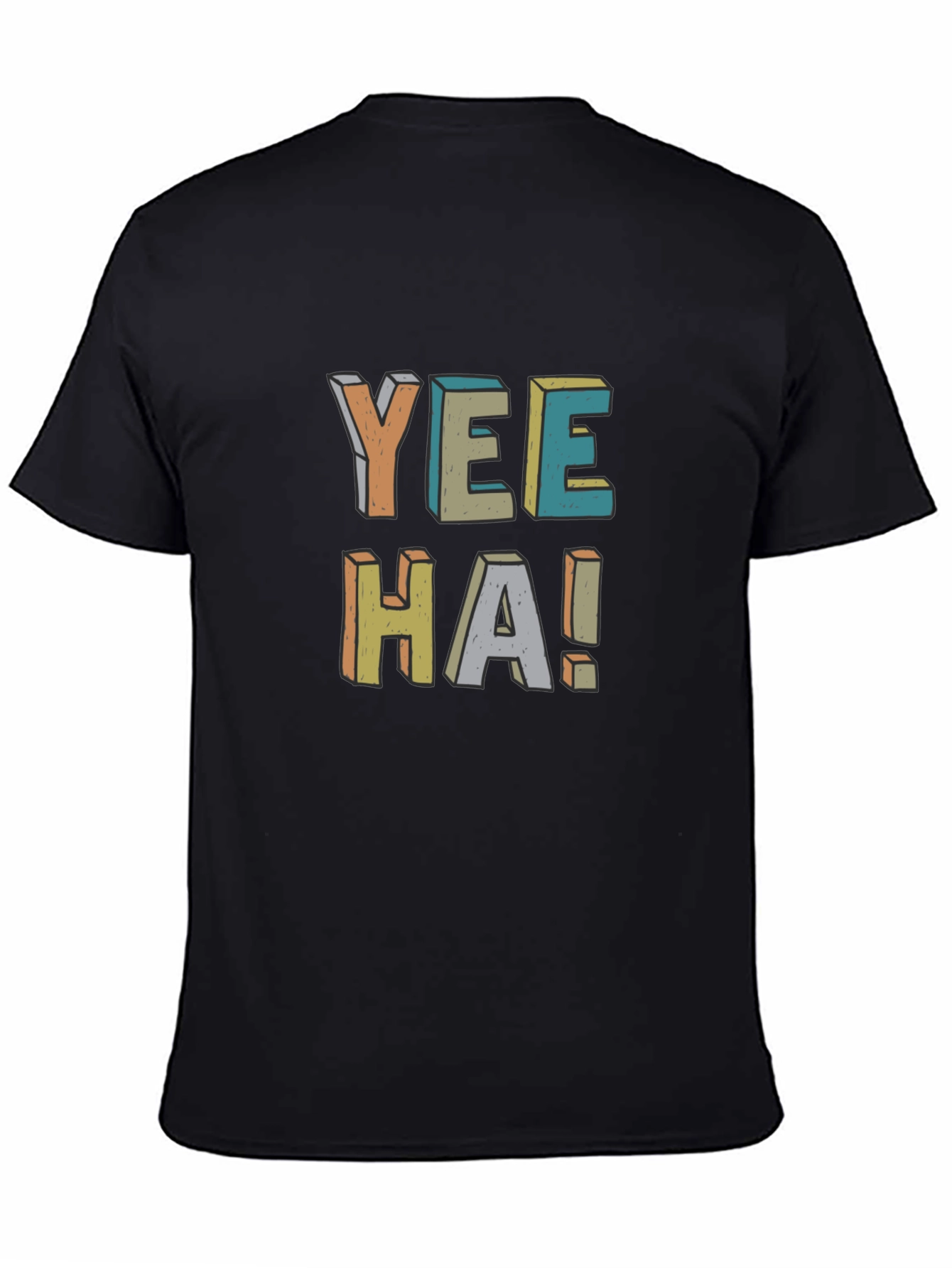 Retro Yee-Haw Graphic Tee - Black Cotton T-Shirt