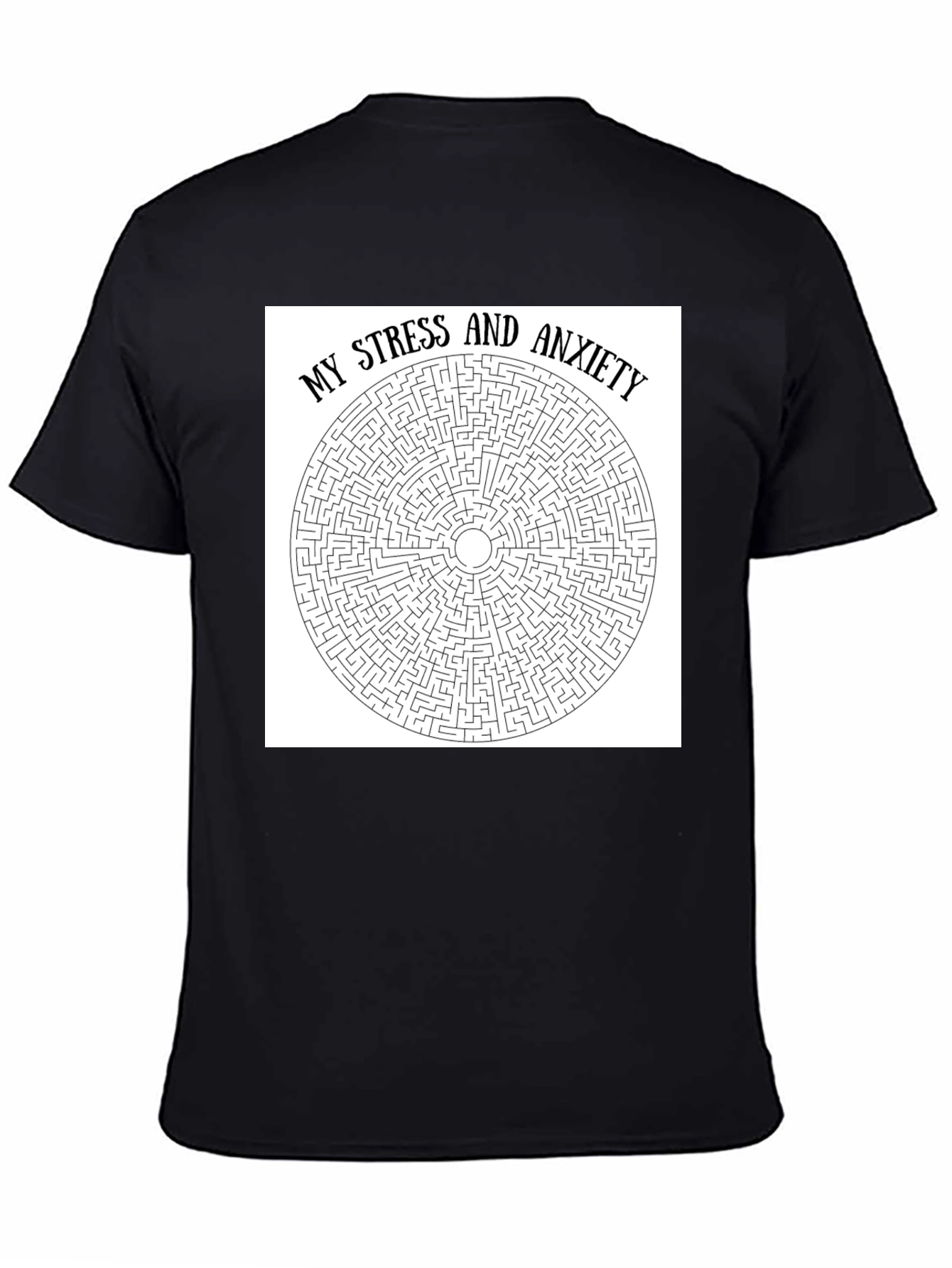 Stress and Anxiety Maze Graphic Tee - Black Cotton