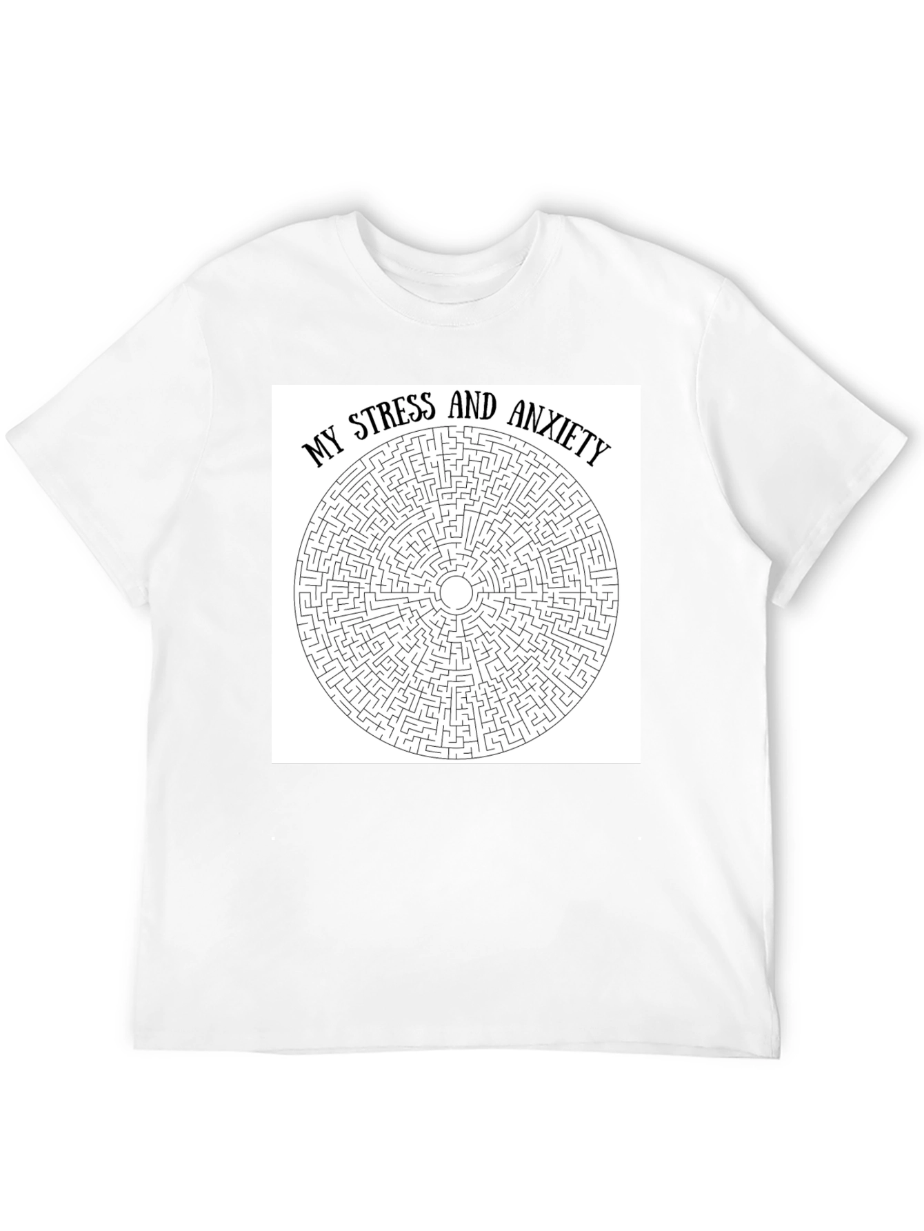 Stress and Anxiety Maze Graphic Tee - Black Cotton