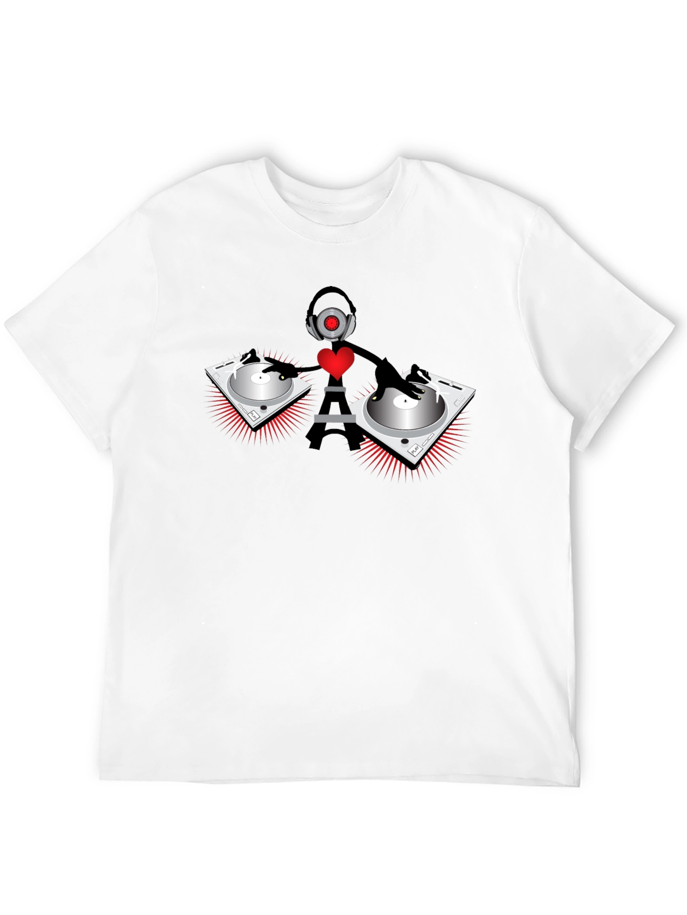 DJ Robot Heart Black T-Shirt