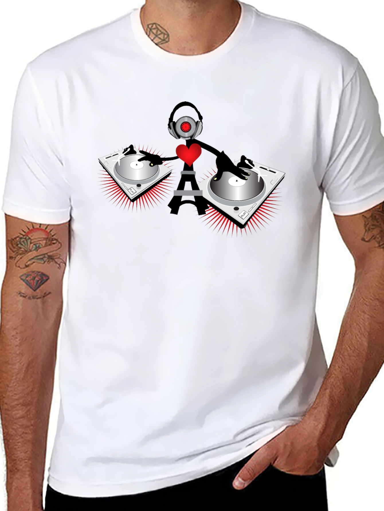 DJ Robot Heart Black T-Shirt
