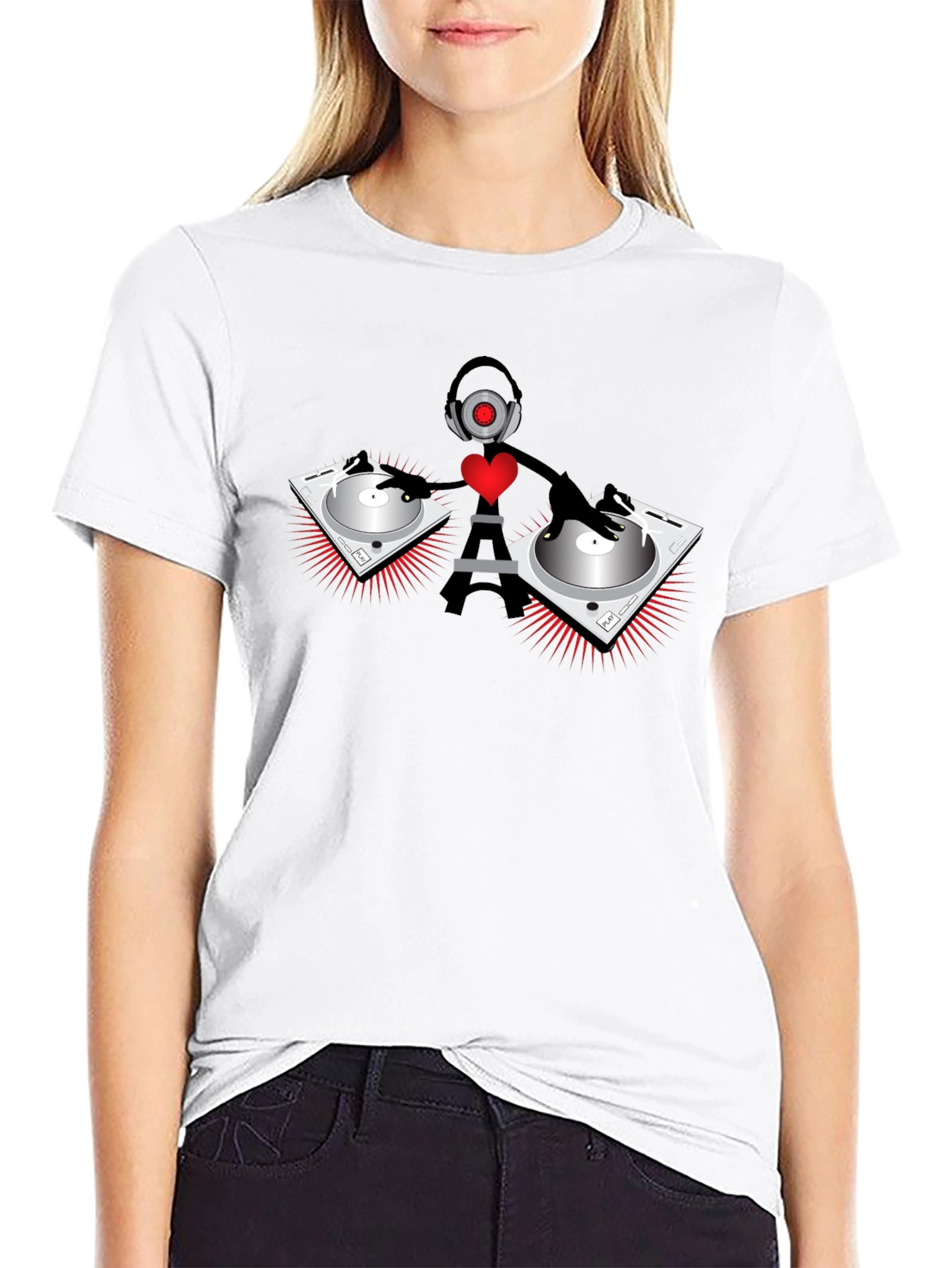 DJ Robot Heart Black T-Shirt