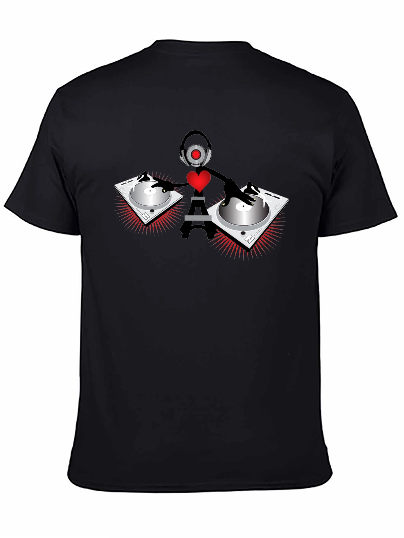 DJ Robot Heart Black T-Shirt