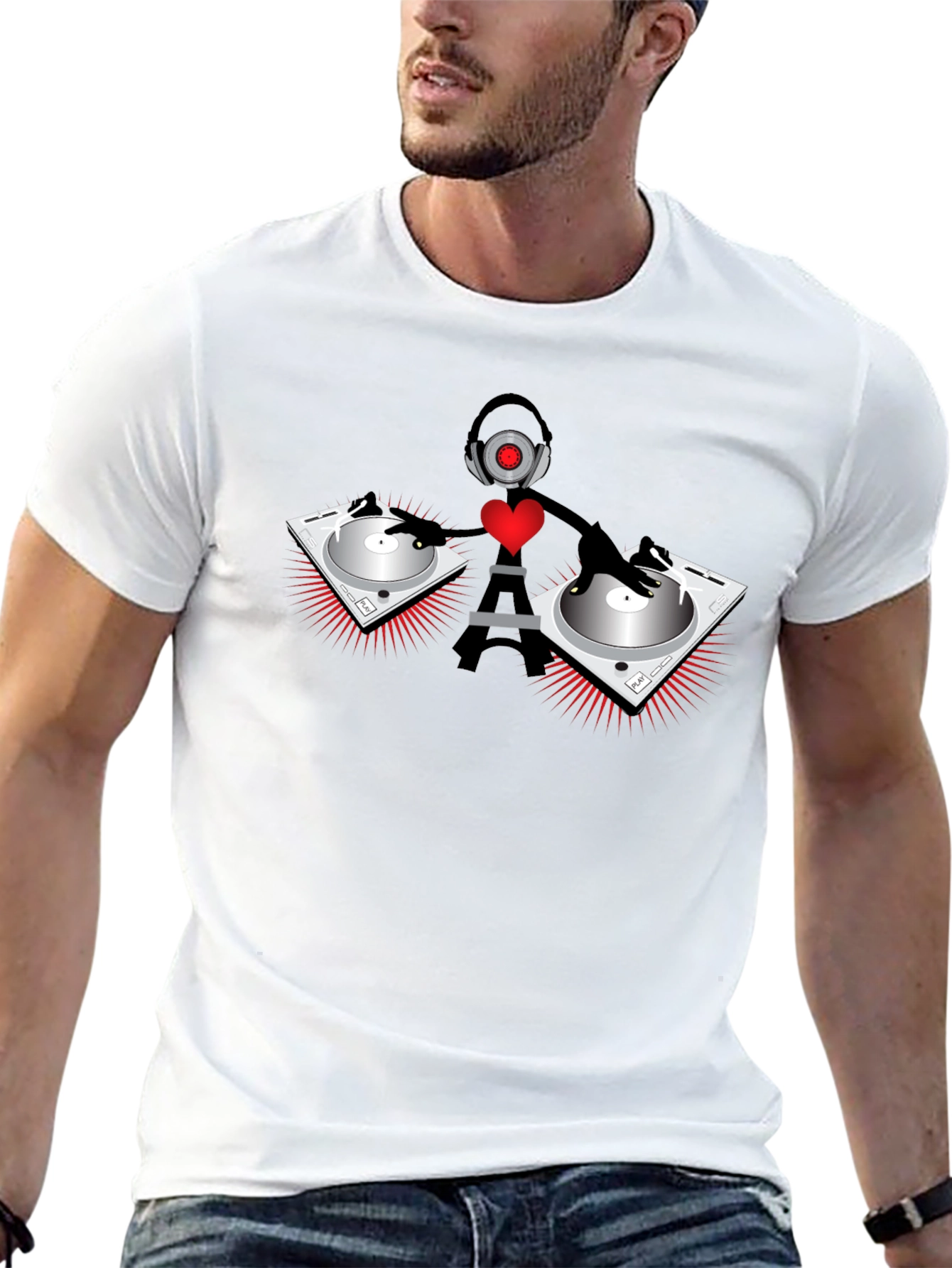 DJ Robot Heart Black T-Shirt