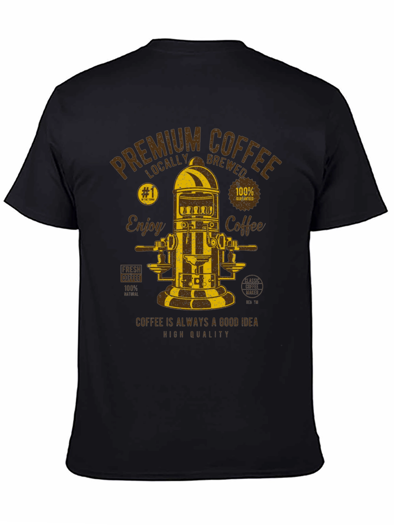 Premium Coffee Graphic T-Shirt - Black
