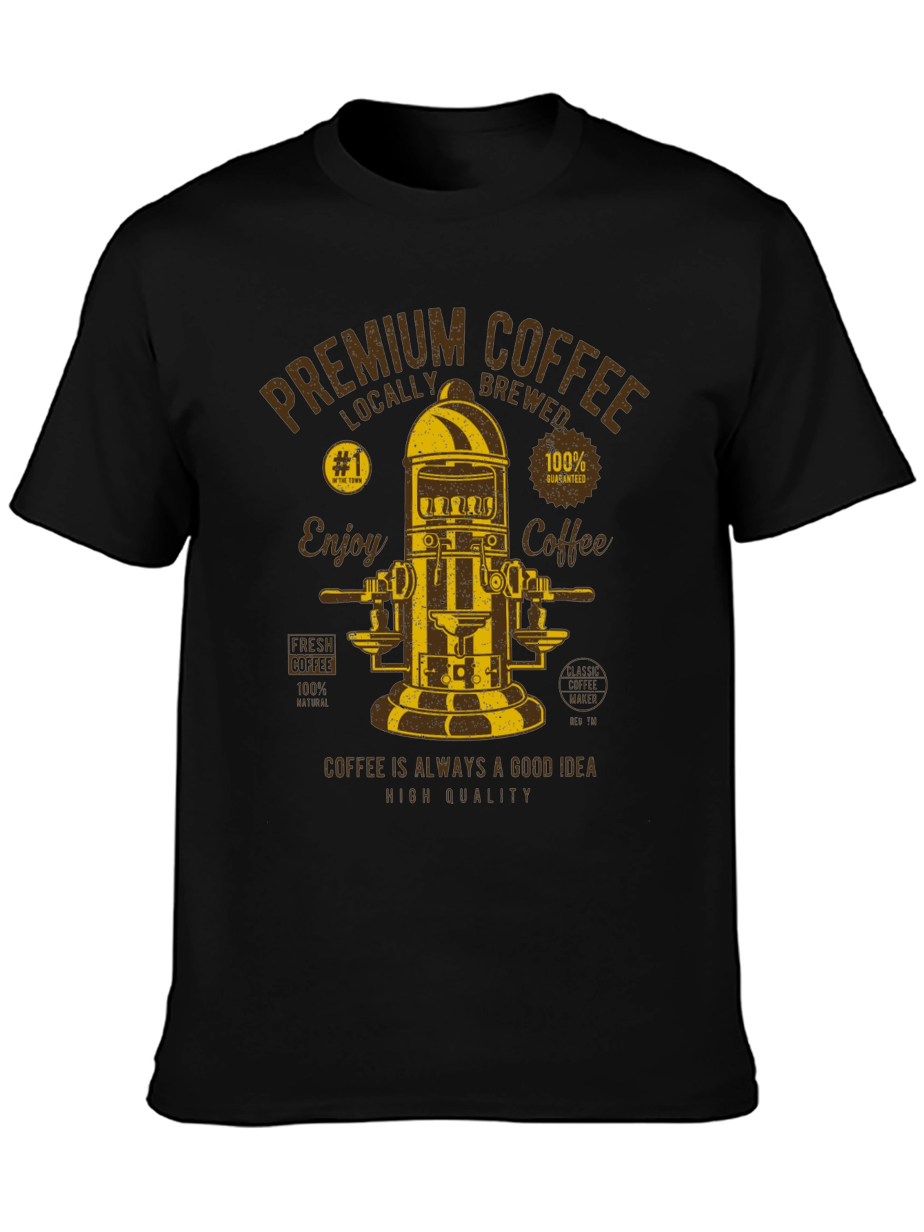 Premium Coffee Graphic T-Shirt - Black