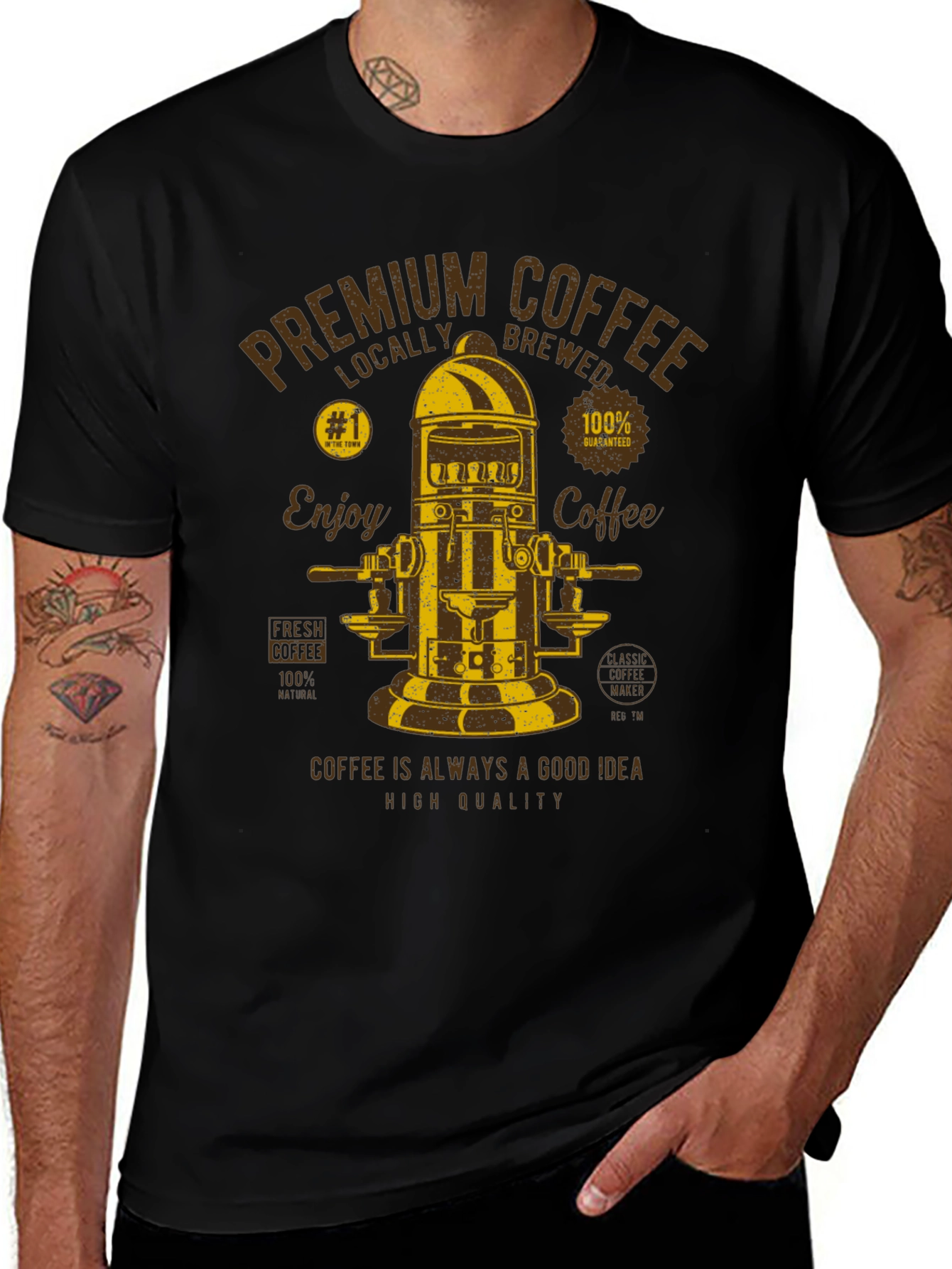 Premium Coffee Graphic T-Shirt - Black