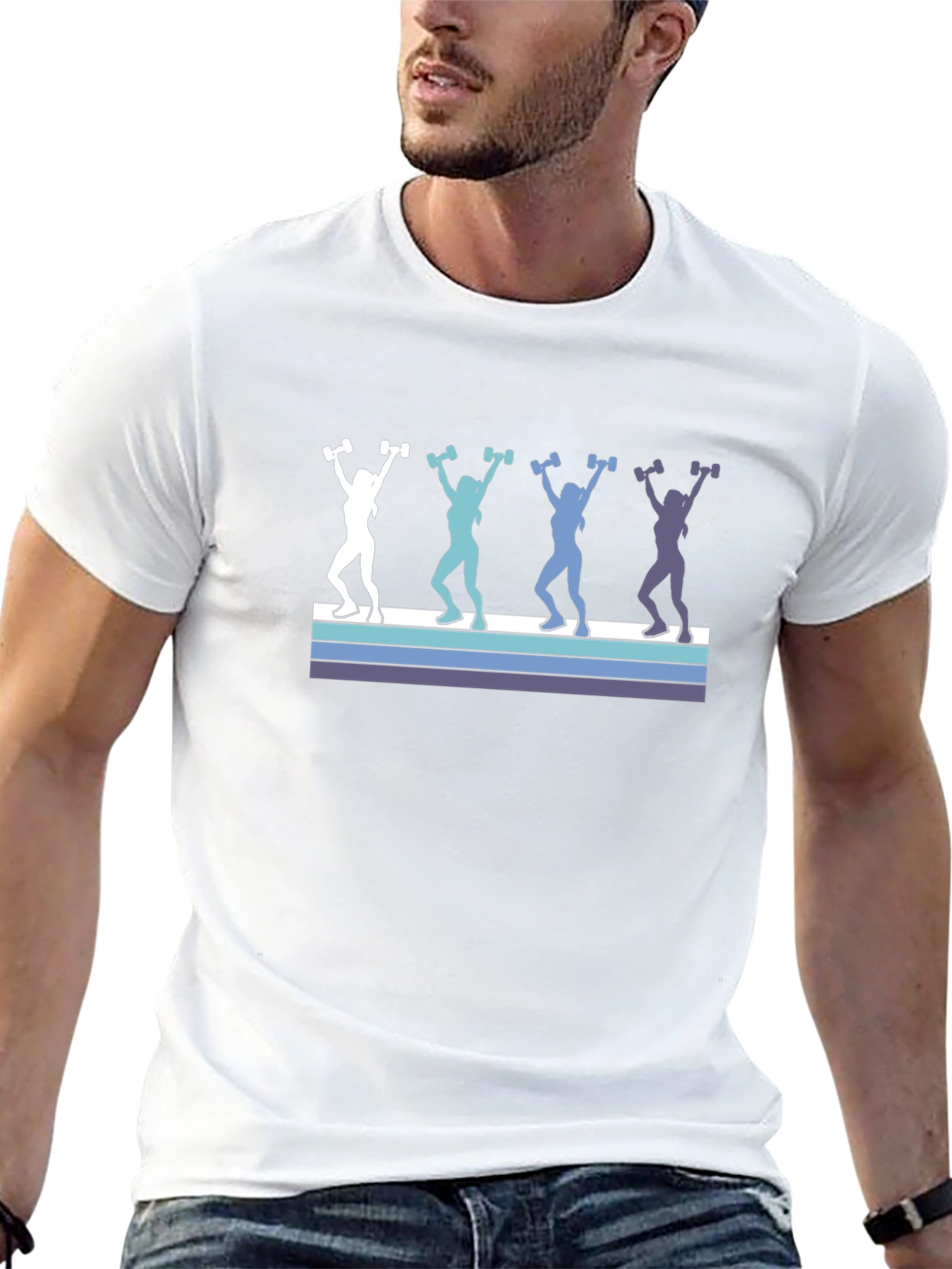 Retro Women Lifting Weights Graphic Tee