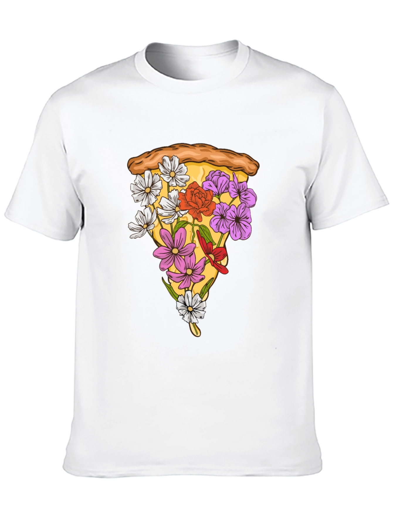 Floral Pizza Slice Graphic Tee - Unique Style