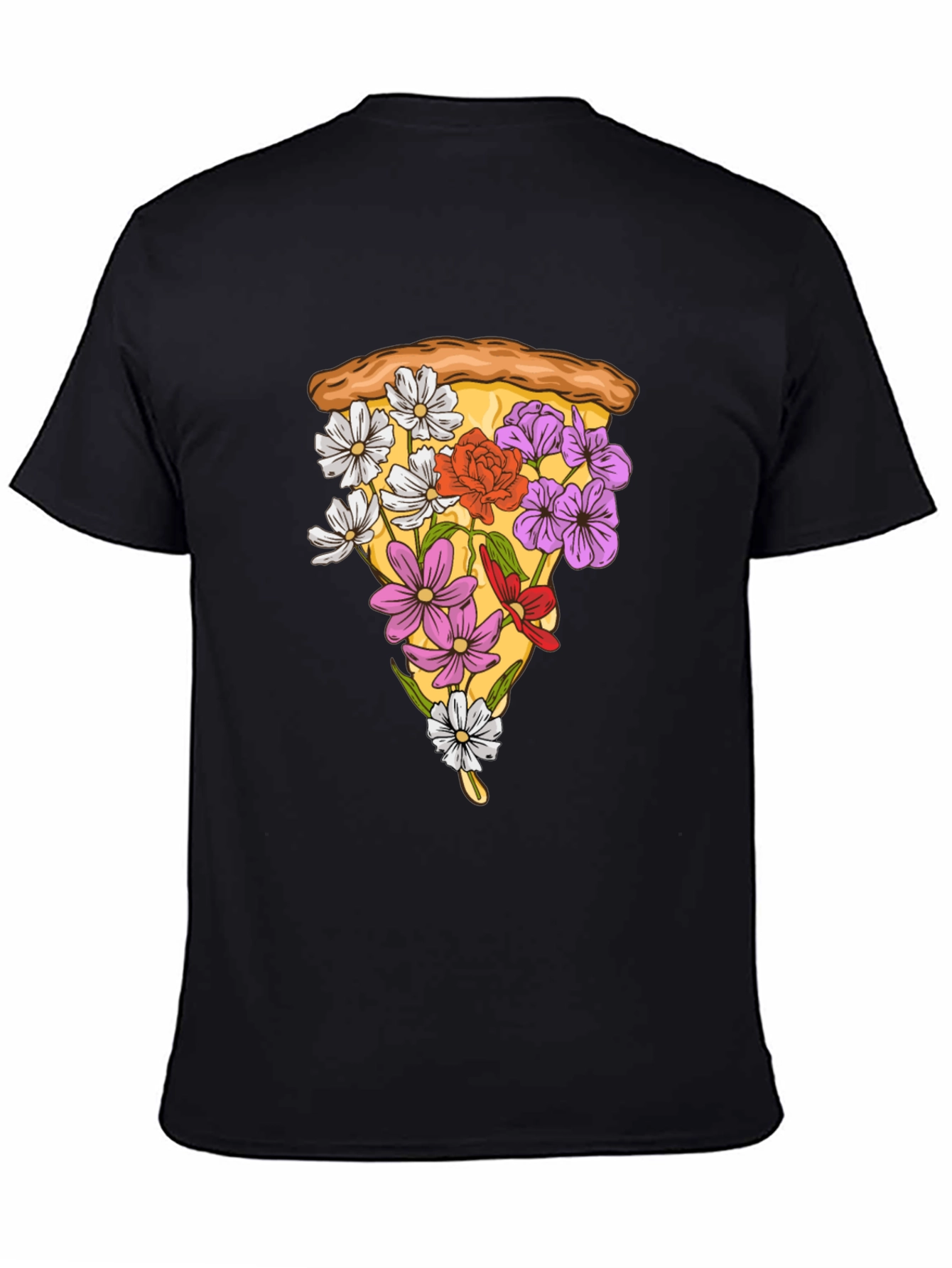 Floral Pizza Slice Graphic Tee - Unique Style
