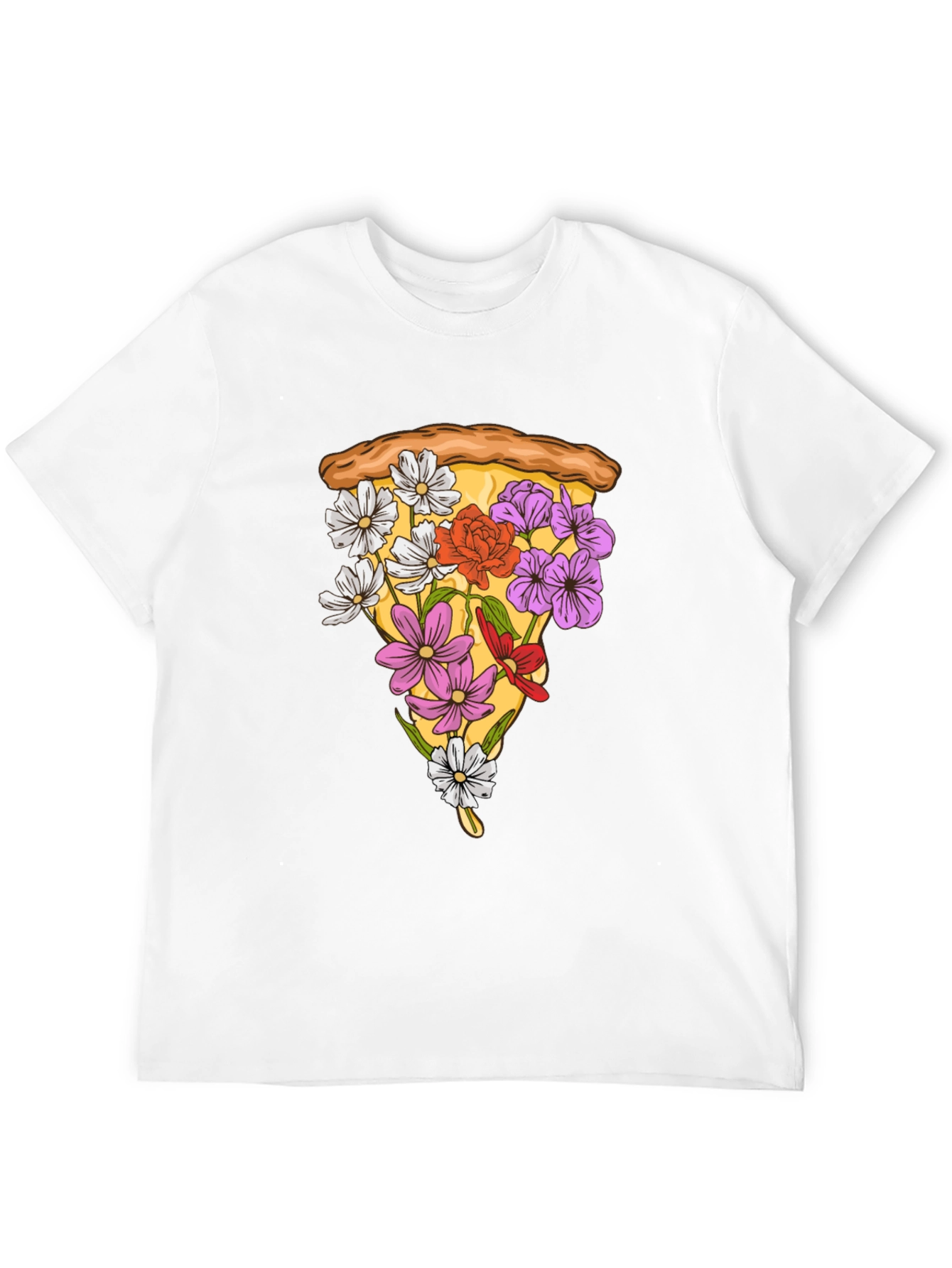 Floral Pizza Slice Graphic Tee - Unique Style