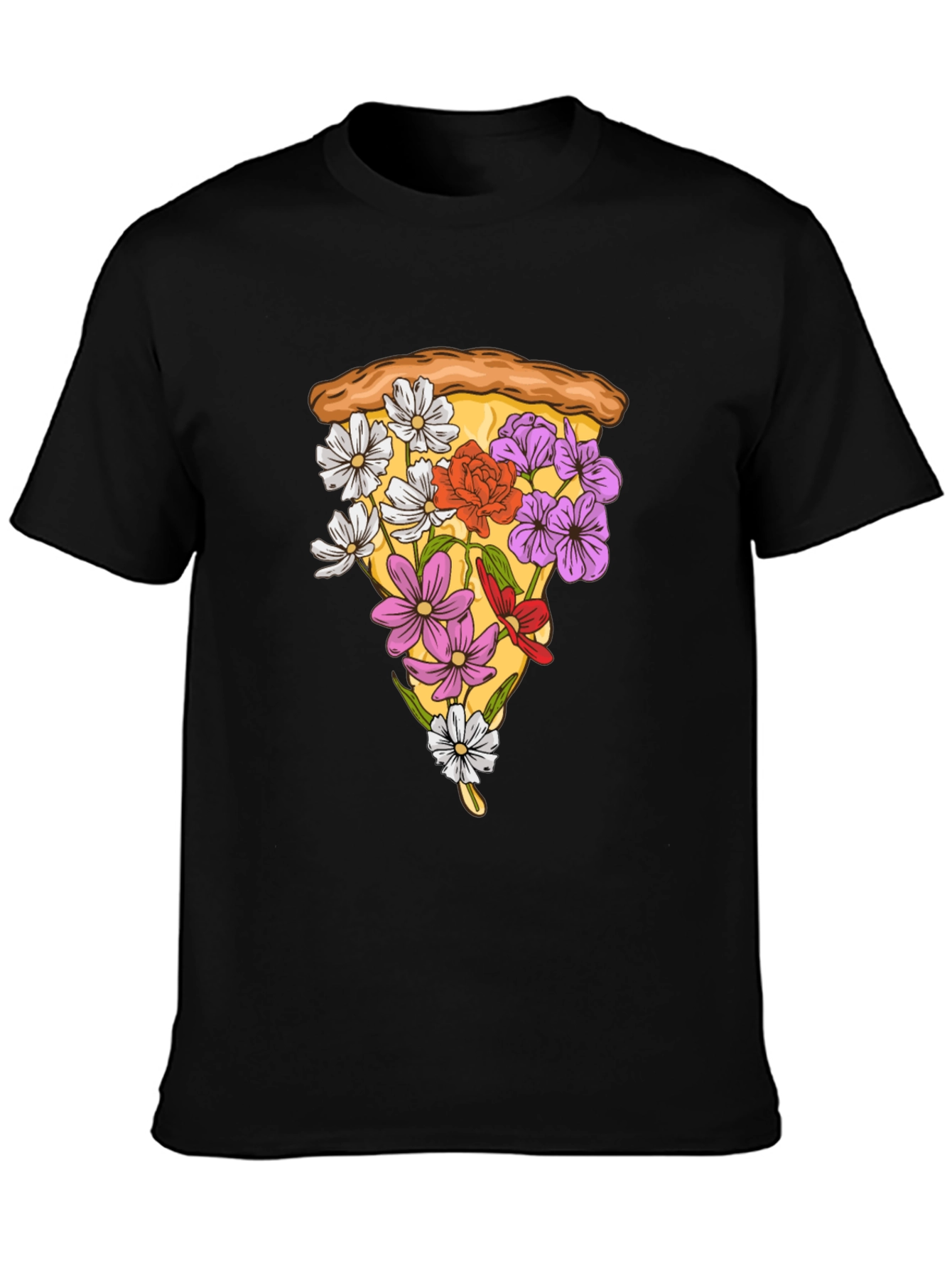 Floral Pizza Slice Graphic Tee - Unique Style