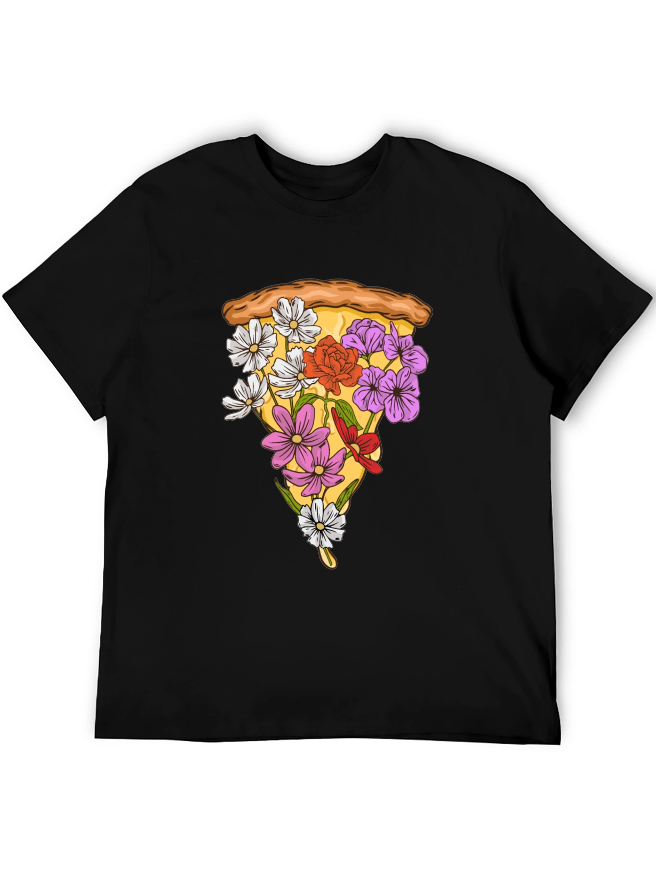 Floral Pizza Slice Graphic Tee - Unique Style