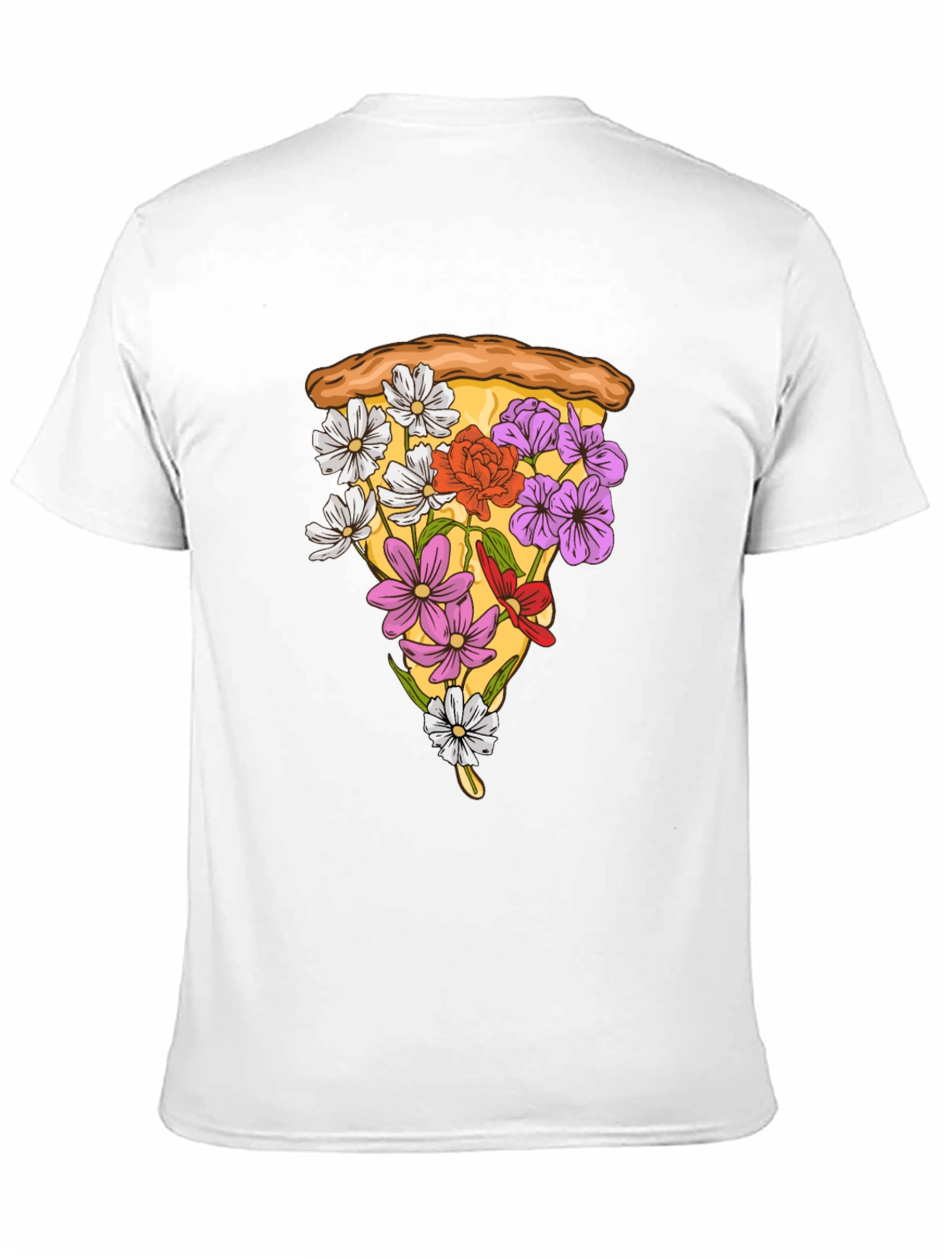Floral Pizza Slice Graphic Tee - Unique Style