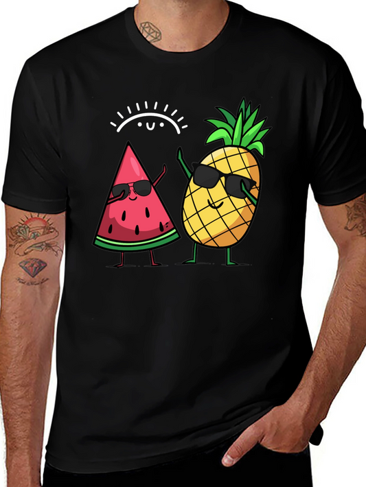 Cool Watermelon & Pineapple Graphic T-Shirt