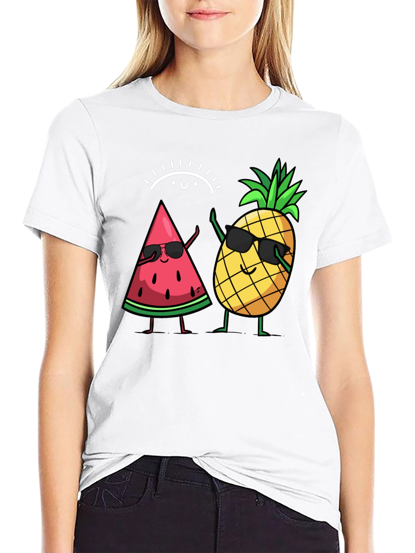Cool Watermelon & Pineapple Graphic T-Shirt