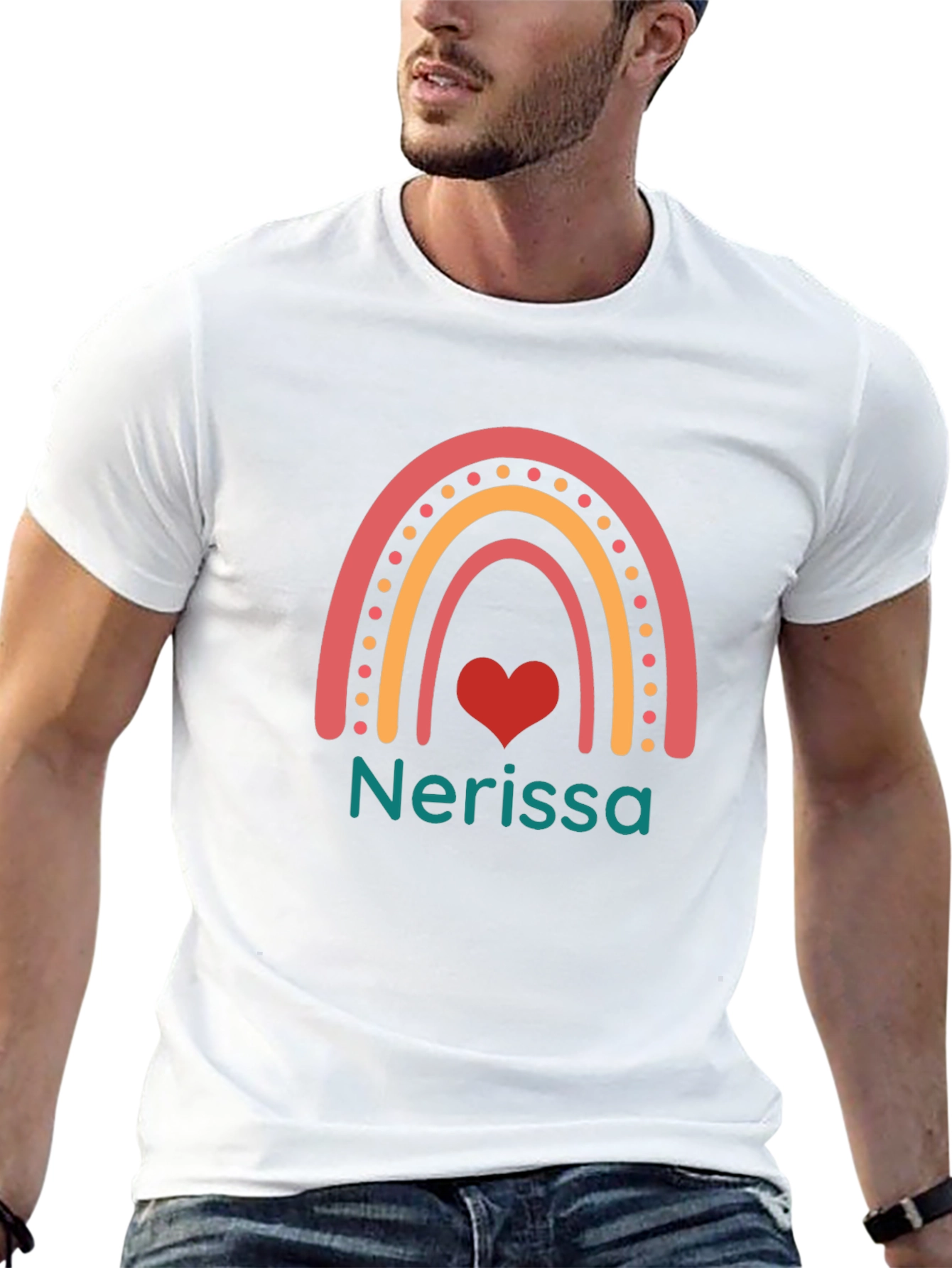 Nerissa Rainbow Heart Custom T-Shirt