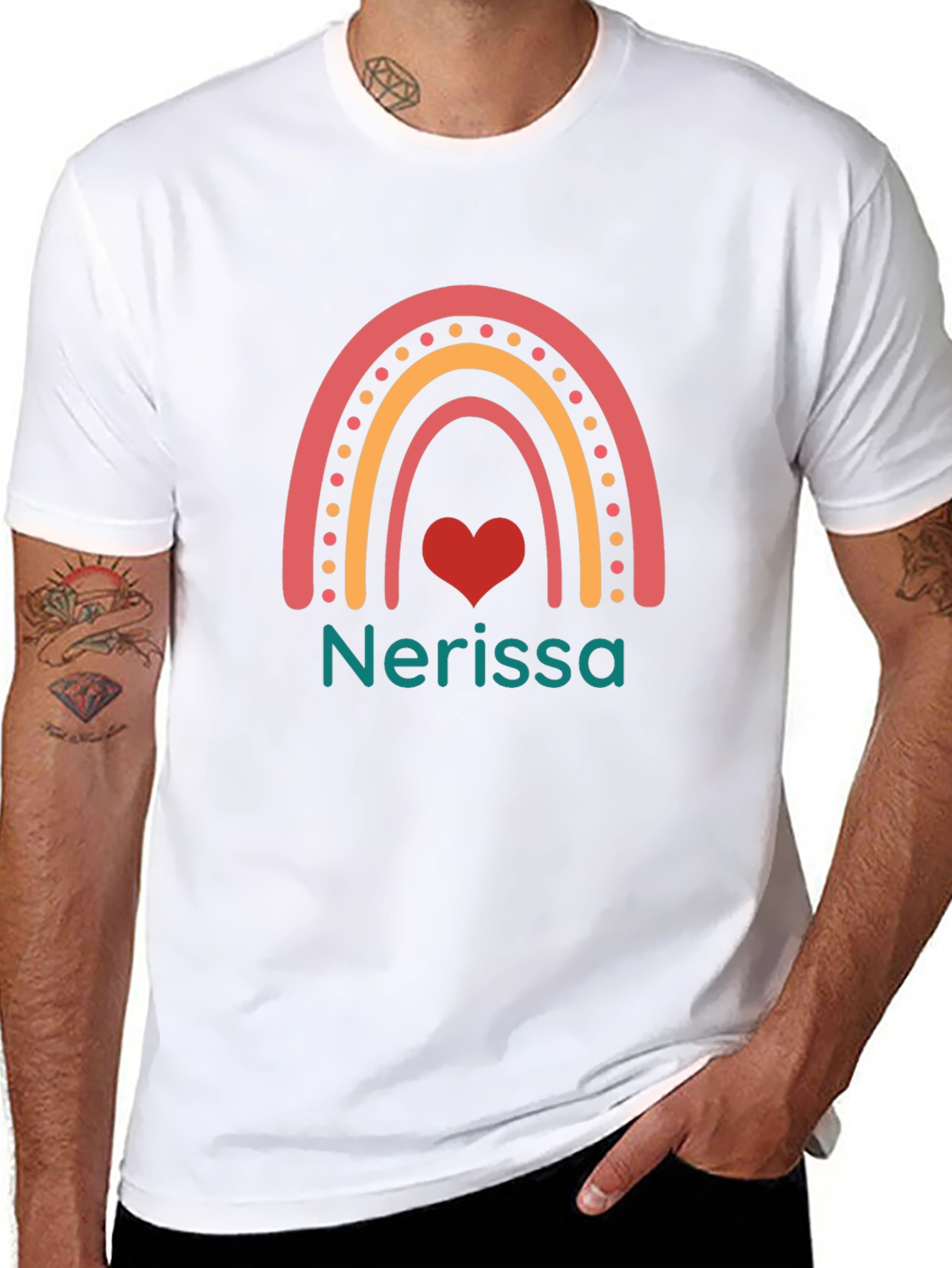 Nerissa Rainbow Heart Custom T-Shirt