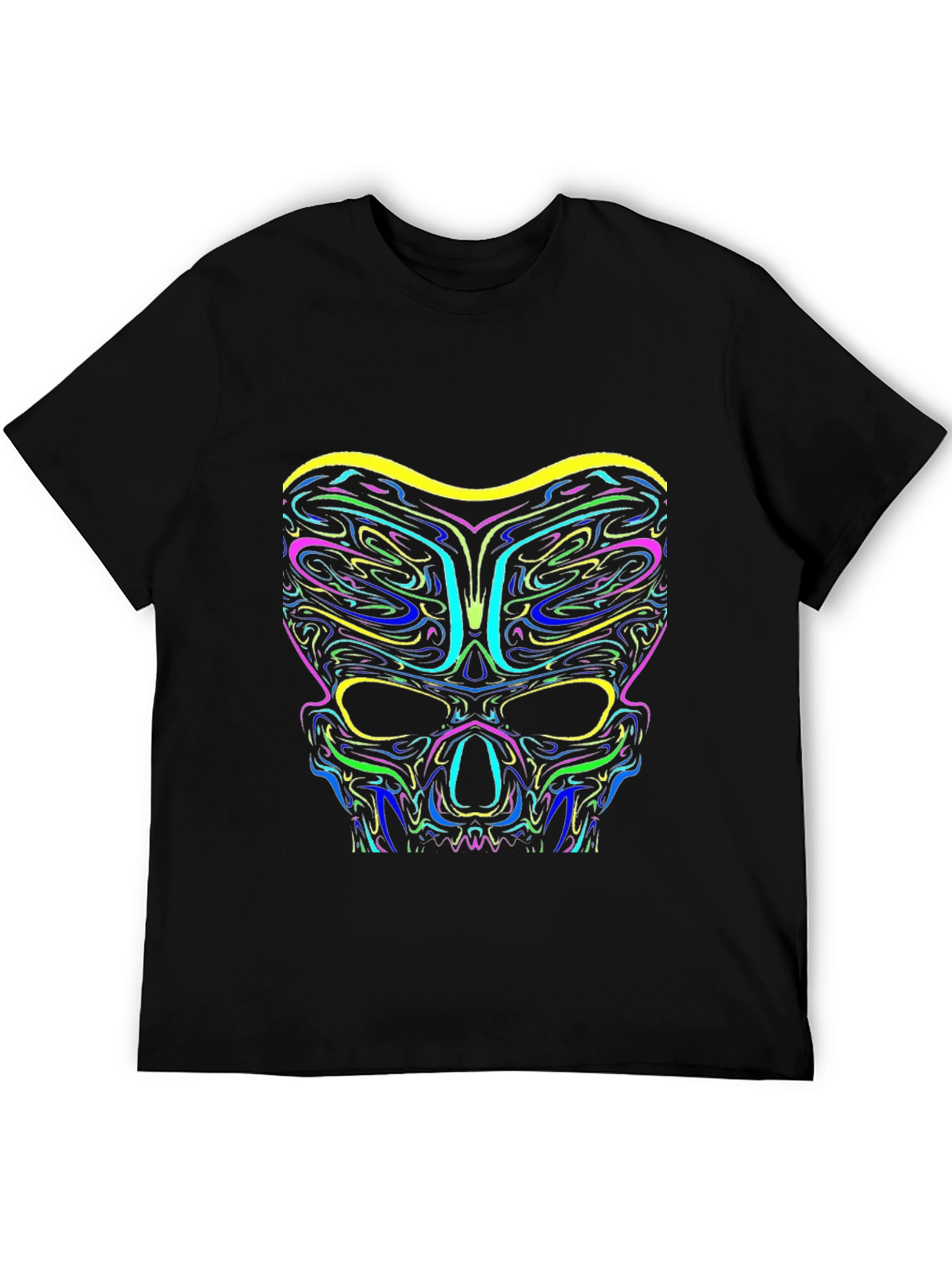 Neon Skull Graphic Black T-Shirt