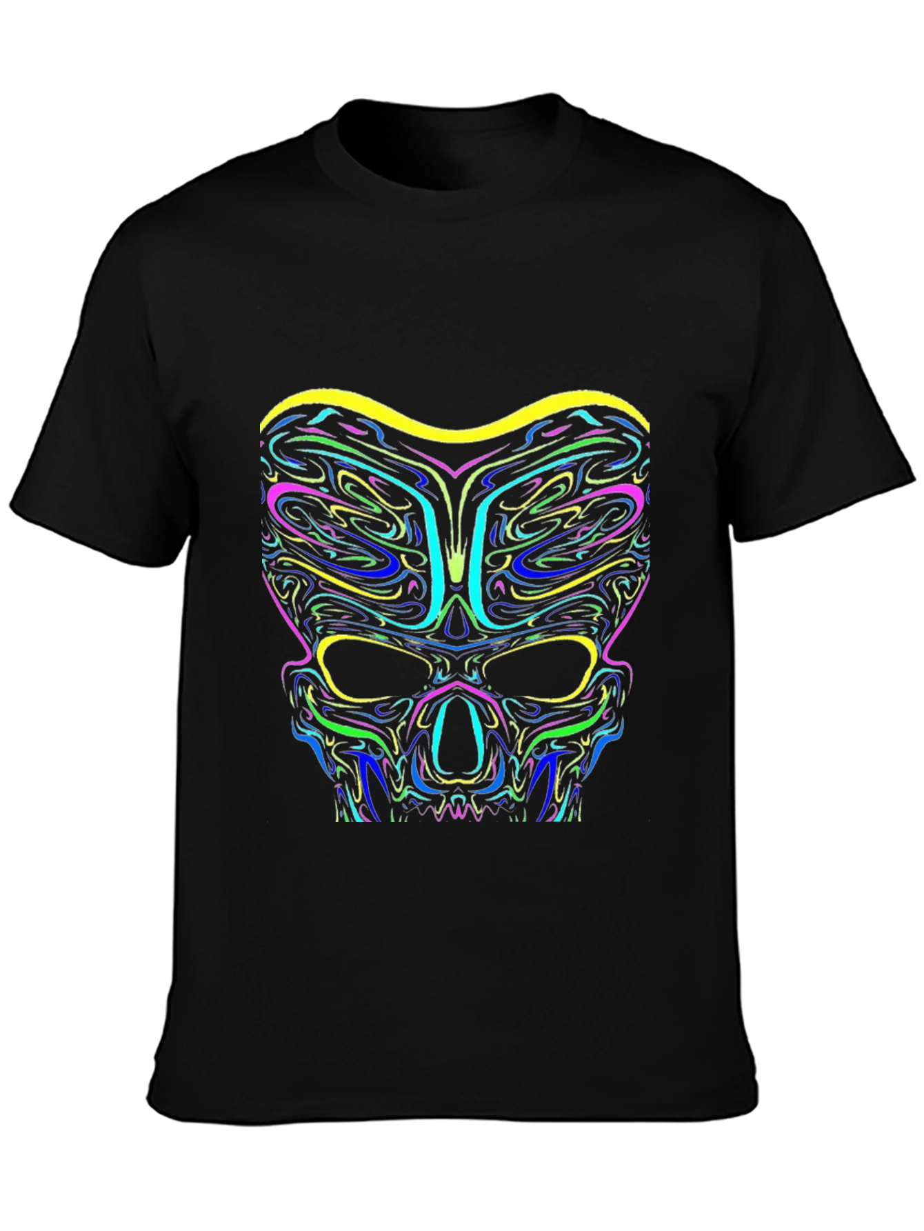 Neon Skull Graphic Black T-Shirt