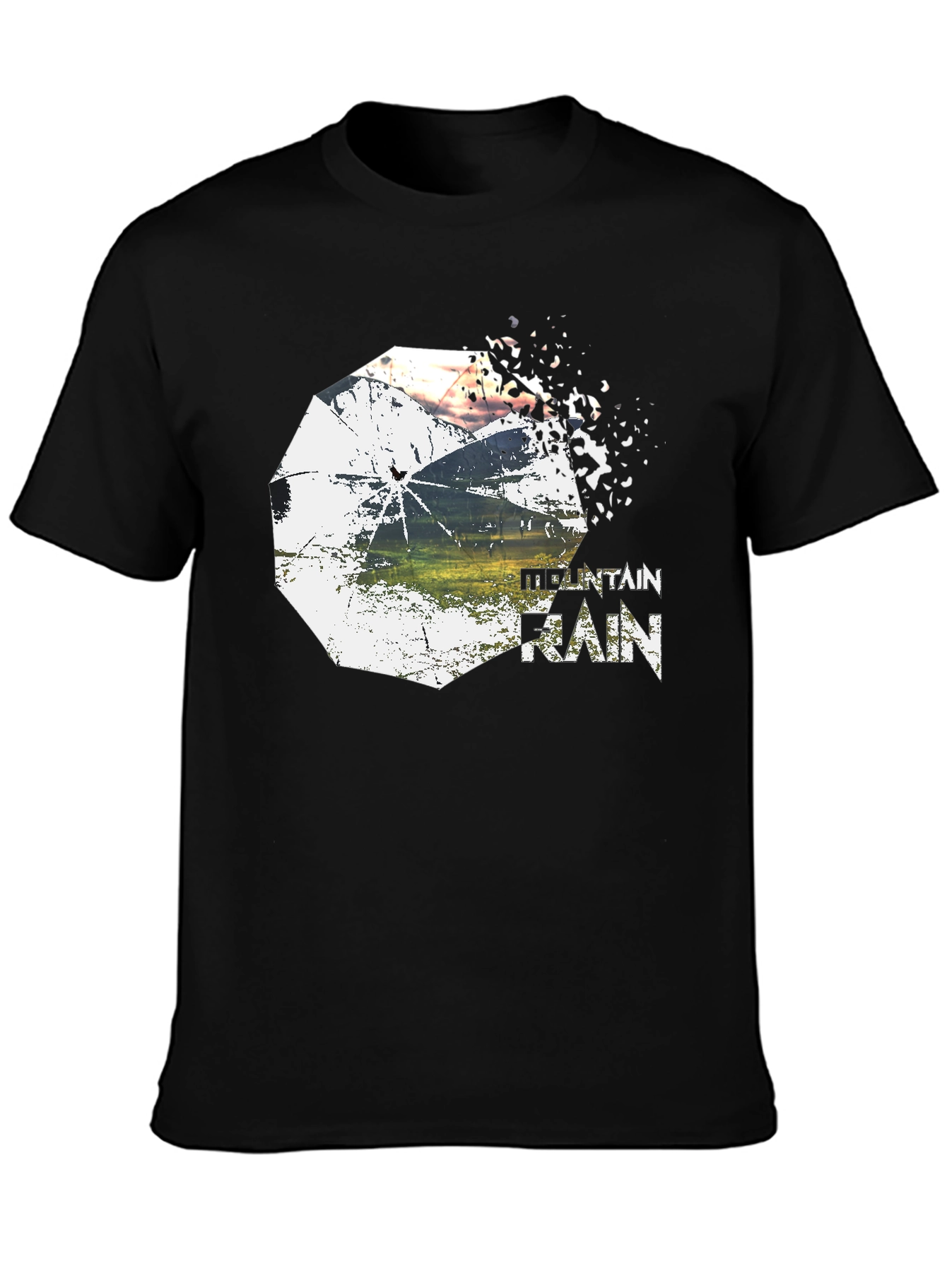 Mountain Rain Graphic Tee - Stylish Black T-Shirt