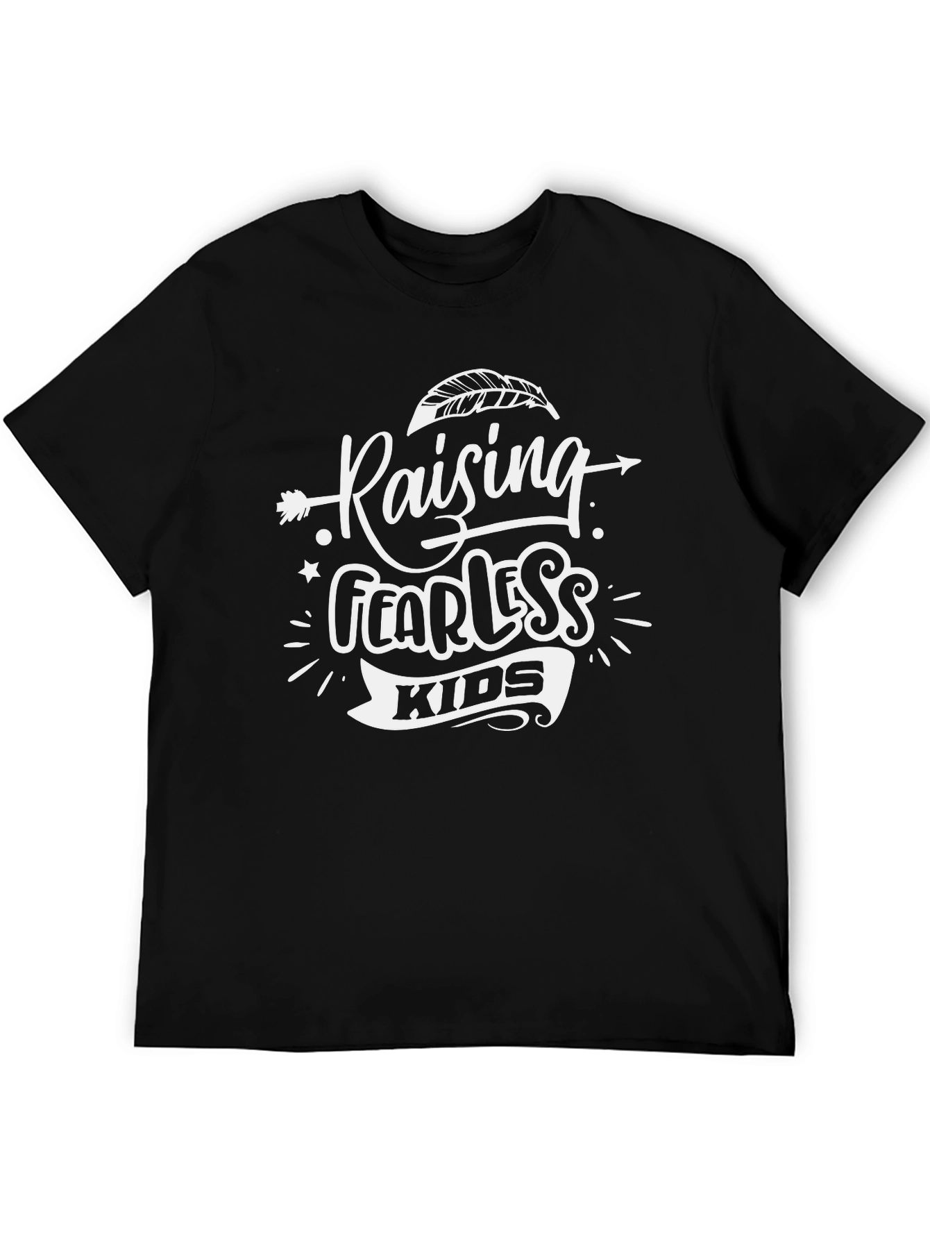 Raising Fearless Kids Graphic Tee - Trendy Black T-Shirt