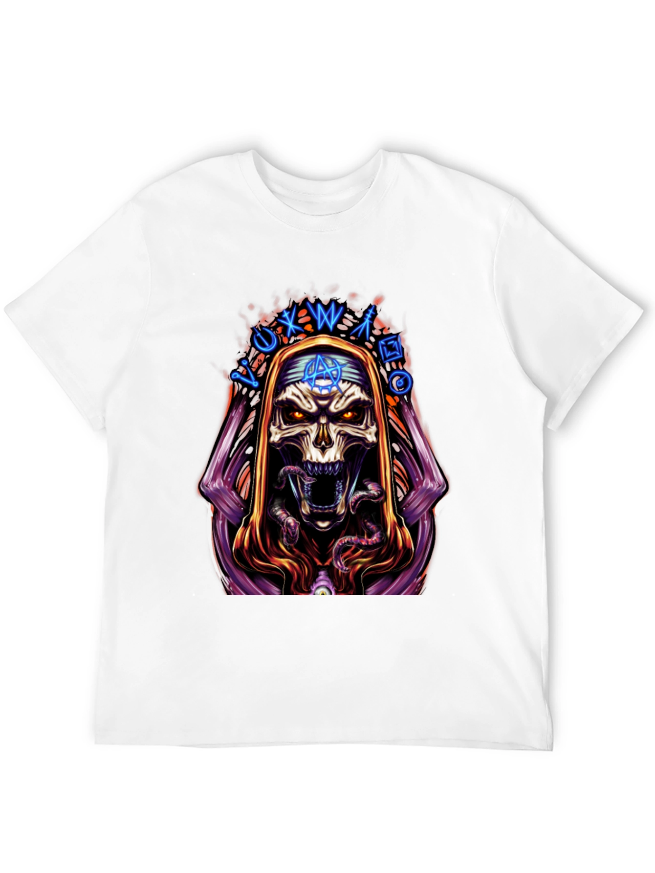 Skull Graphic Print Tee - Dark Occult Design