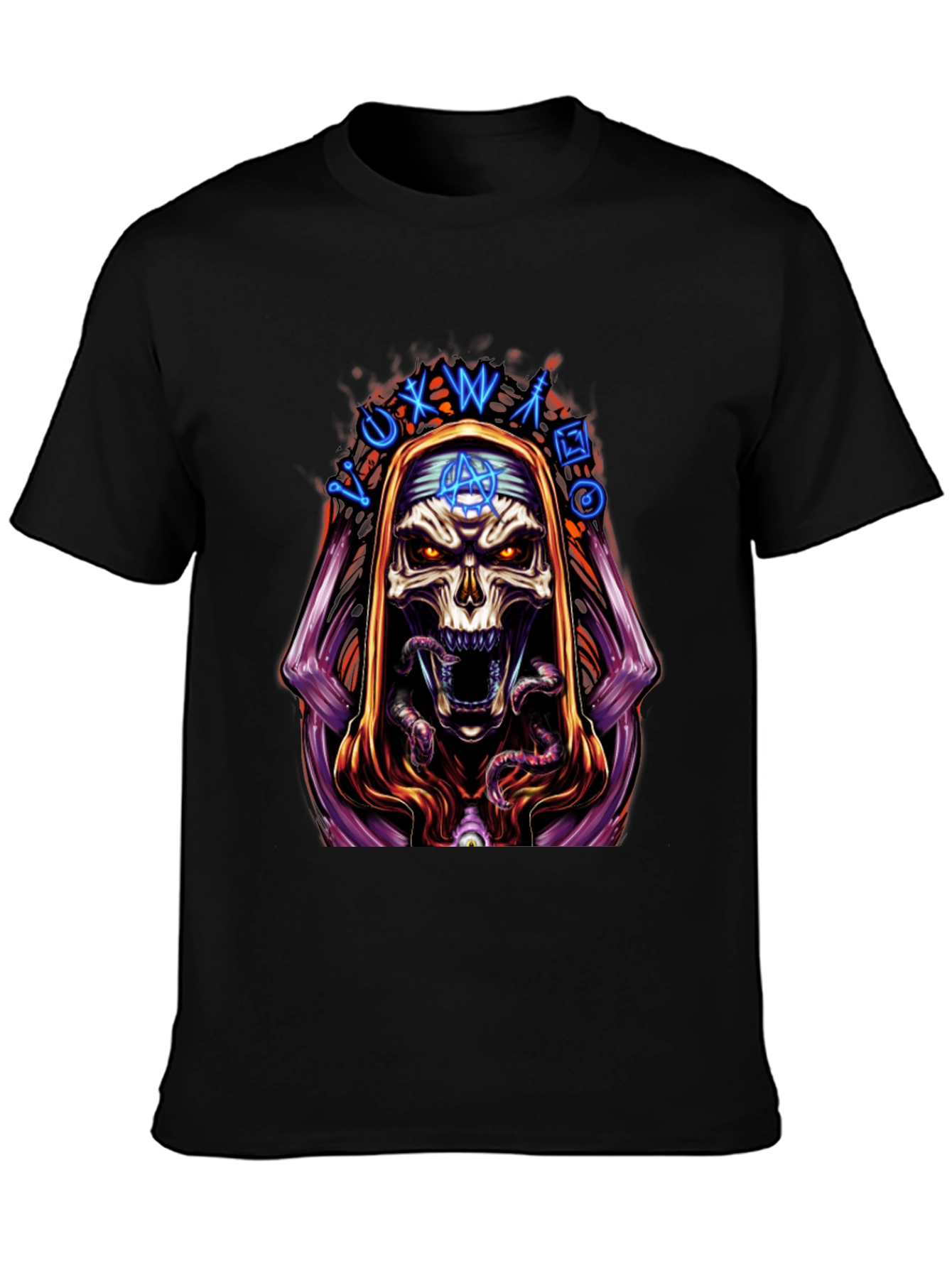Skull Graphic Print Tee - Dark Occult Design