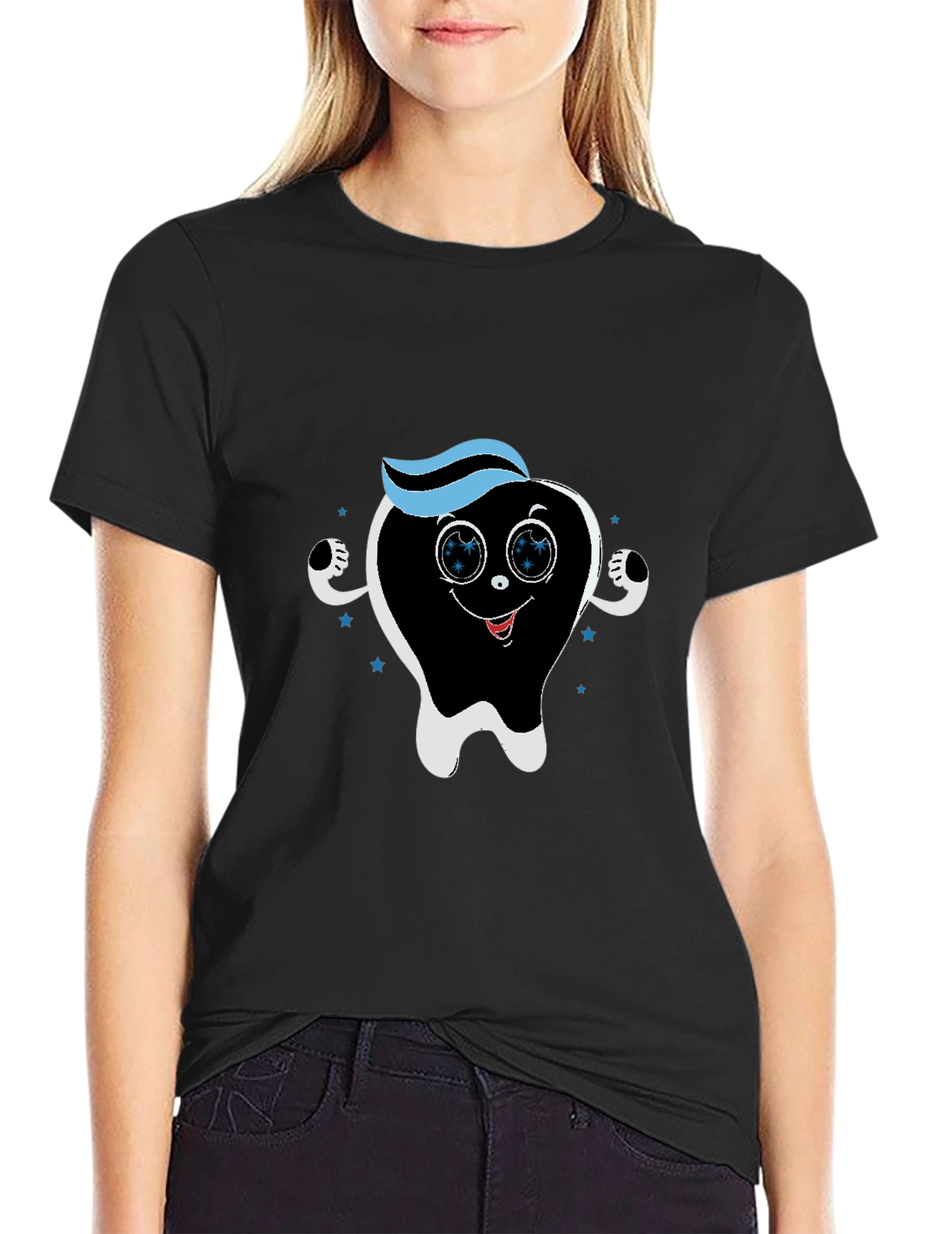 Cartoon Tooth Graphic Tee - Dental Hygiene Shirt