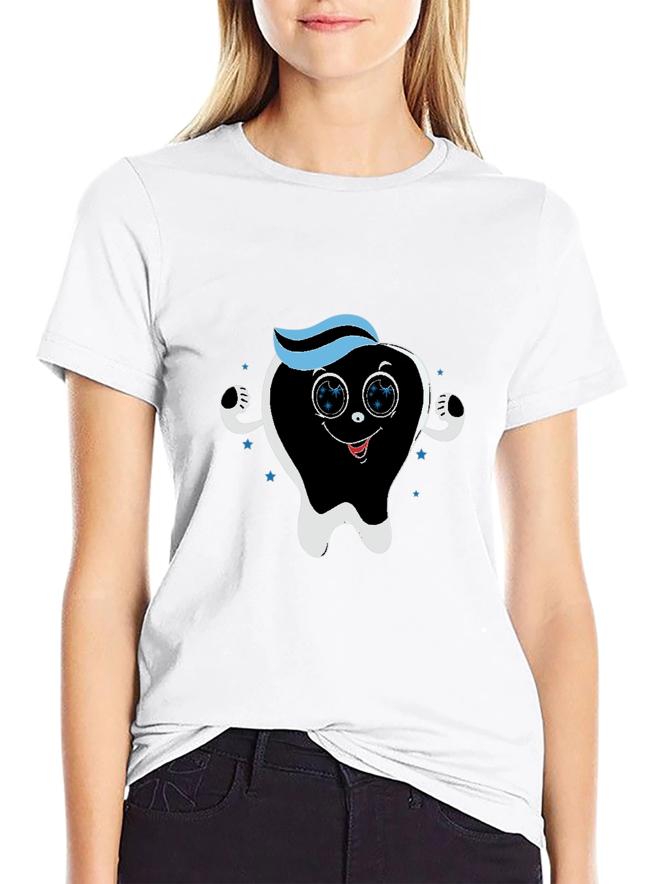 Cartoon Tooth Graphic Tee - Dental Hygiene Shirt