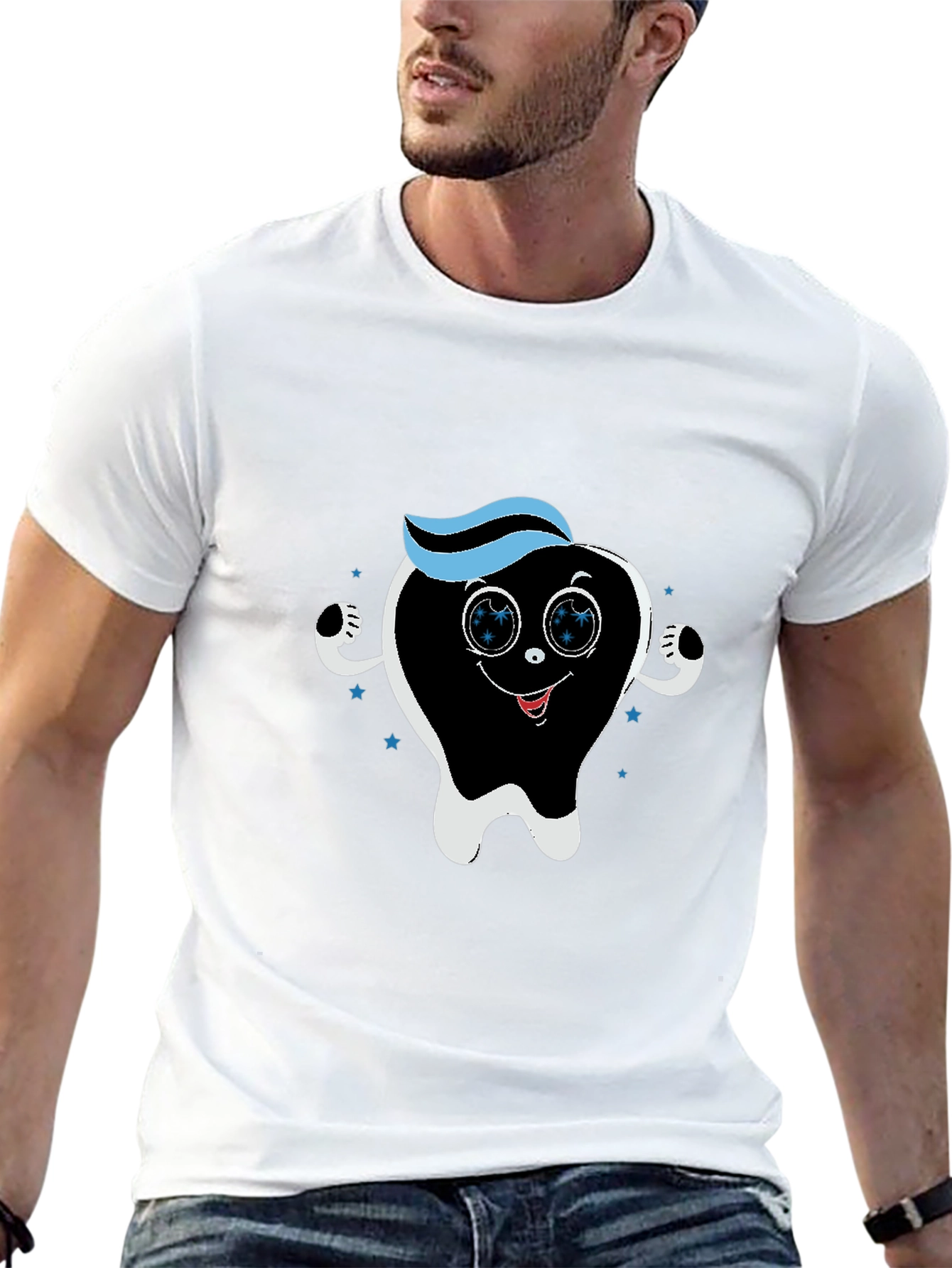 Cartoon Tooth Graphic Tee - Dental Hygiene Shirt