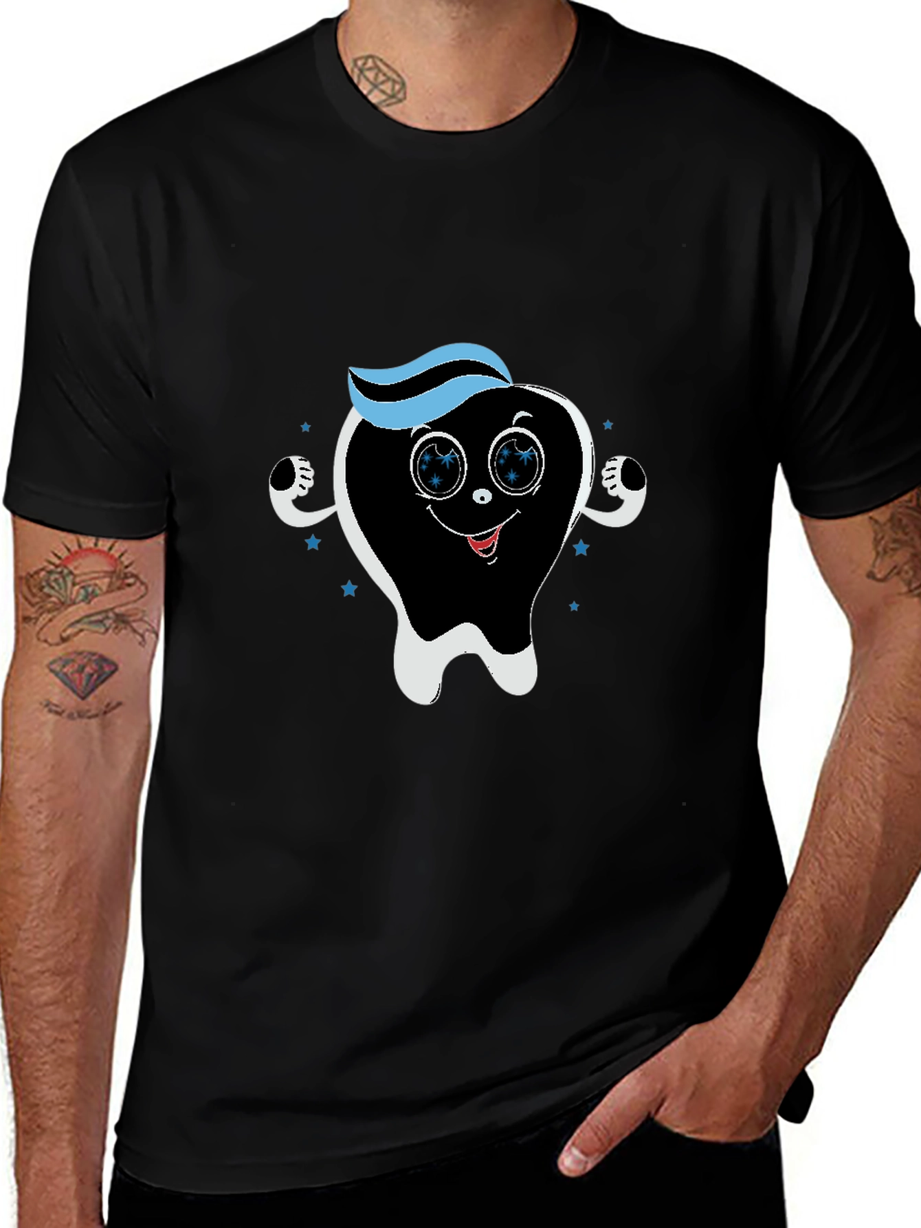 Cartoon Tooth Graphic Tee - Dental Hygiene Shirt
