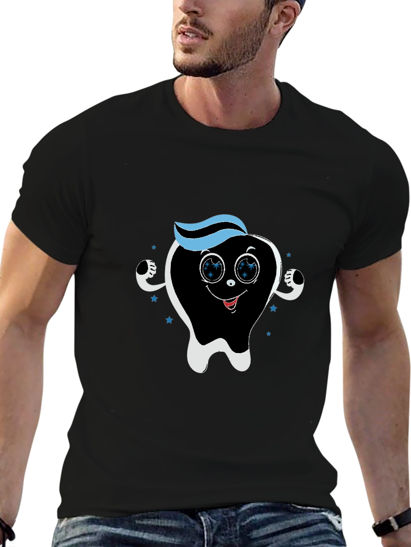Cartoon Tooth Graphic Tee - Dental Hygiene Shirt