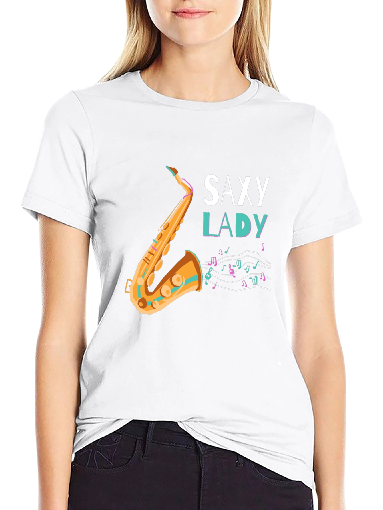 Saxy Lady Graphic Tee - Music Lovers T-Shirt