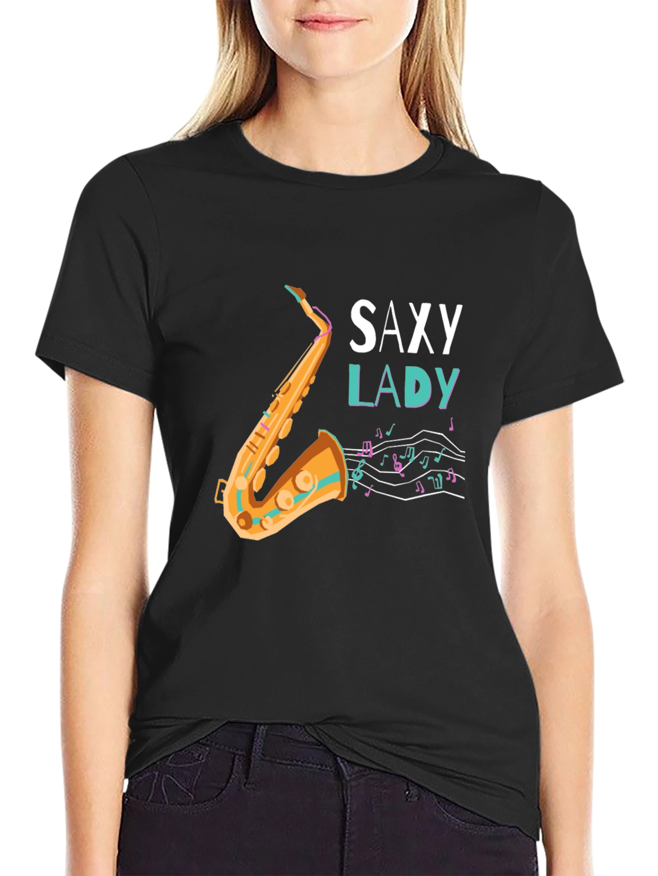 Saxy Lady Graphic Tee - Music Lovers T-Shirt