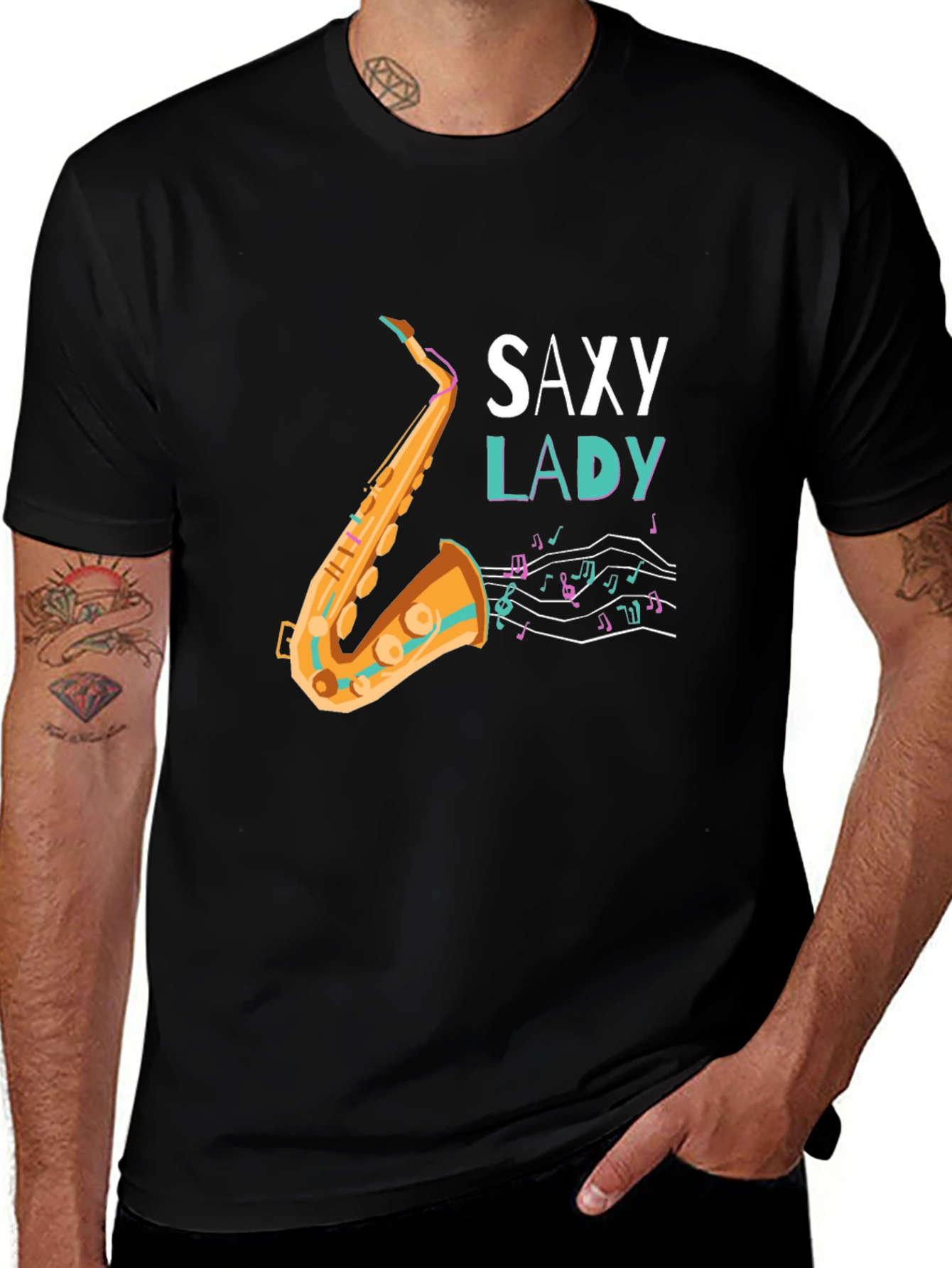 Saxy Lady Graphic Tee - Music Lovers T-Shirt