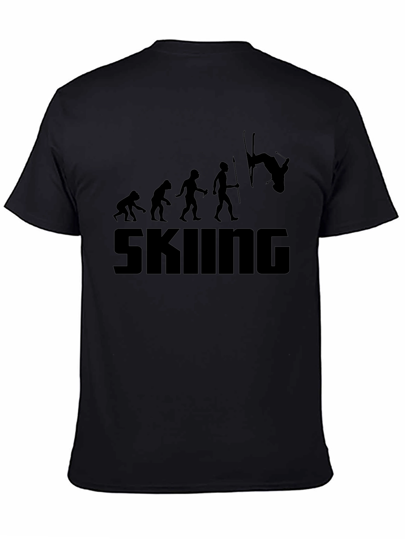 Skiing Evolution Black T-Shirt