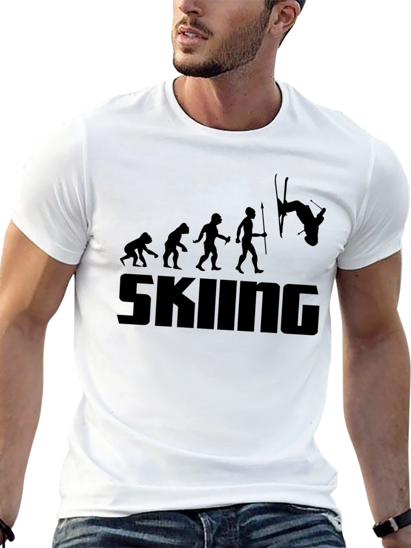 Skiing Evolution Black T-Shirt