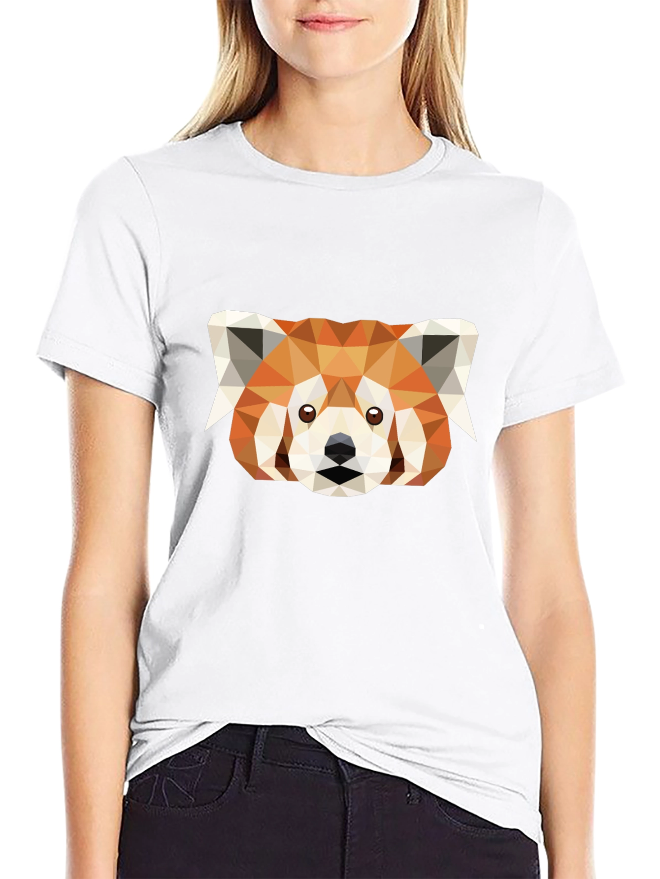 Geometric Red Panda Graphic Tee - Soft Cotton Blend