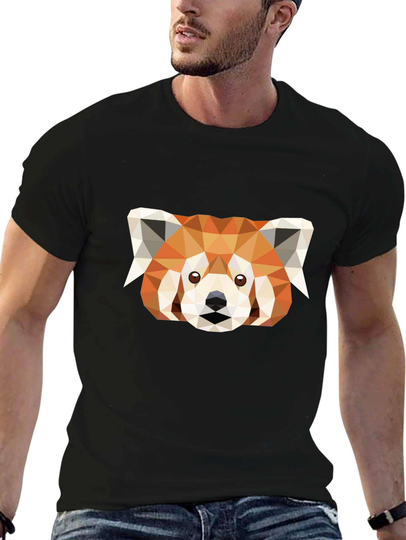 Geometric Red Panda Graphic Tee - Soft Cotton Blend
