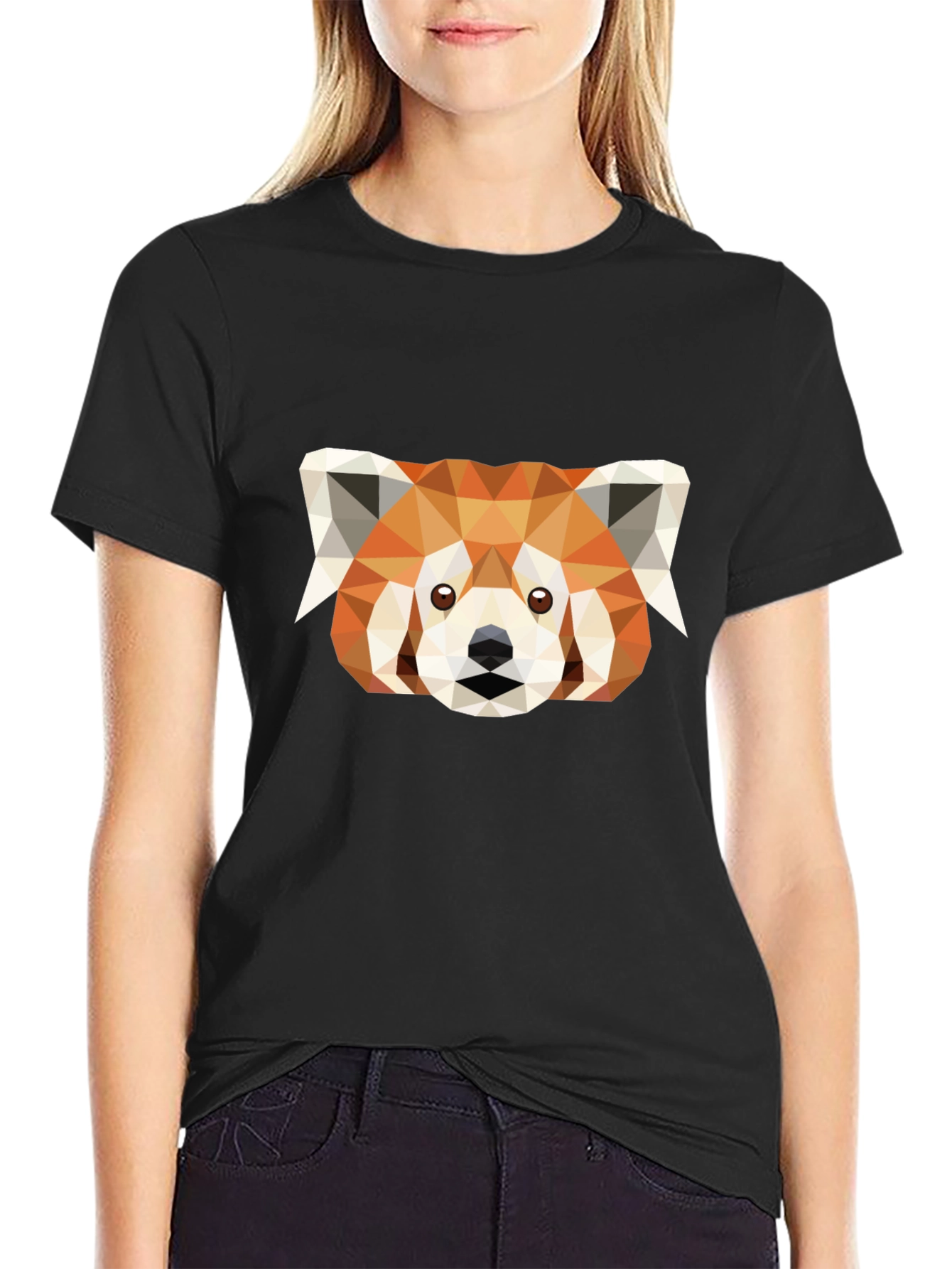 Geometric Red Panda Graphic Tee - Soft Cotton Blend