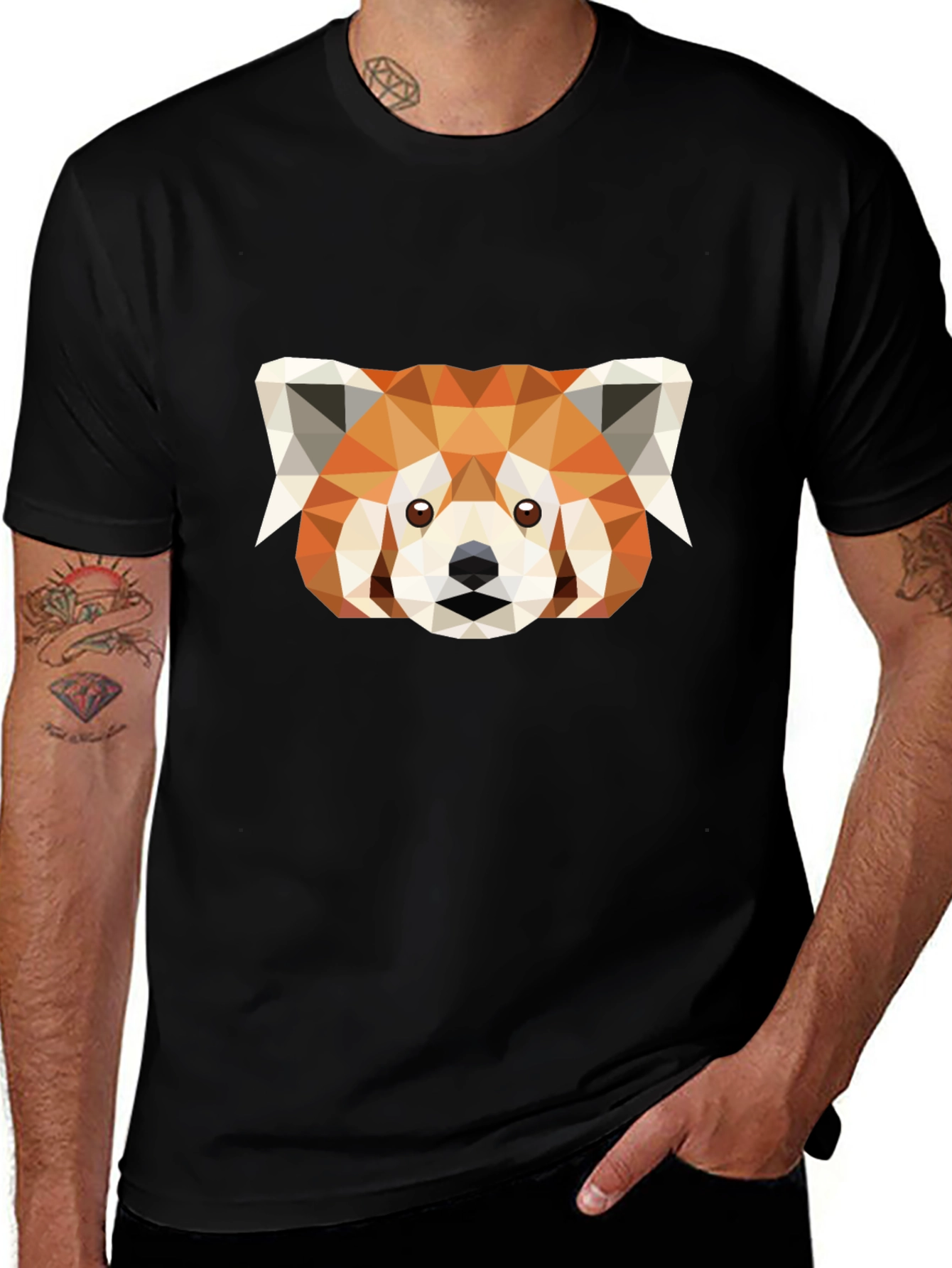 Geometric Red Panda Graphic Tee - Soft Cotton Blend