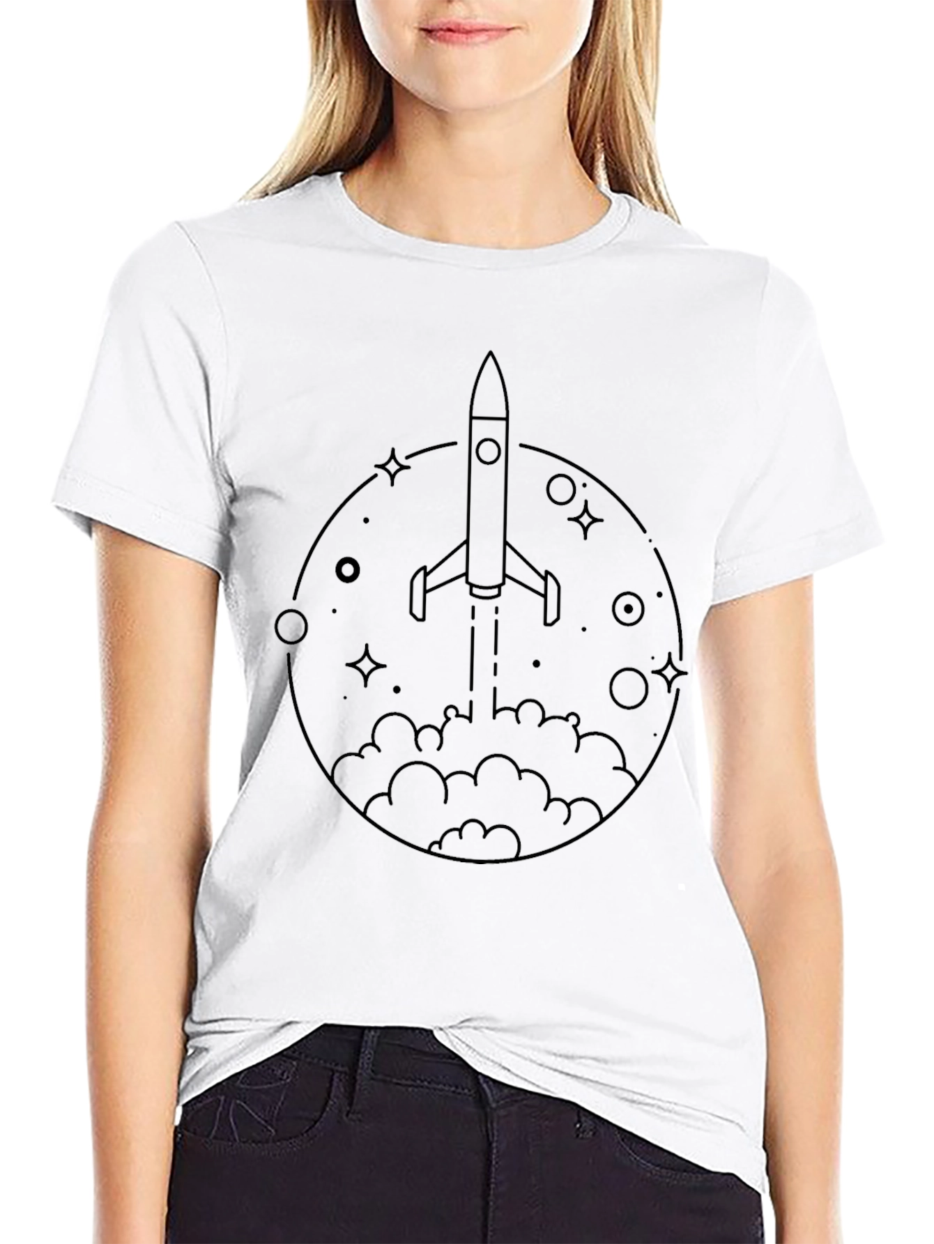 Rocket Launch Graphic Tee - Black Cotton T-Shirt