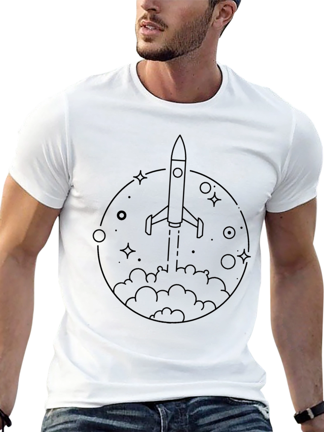 Rocket Launch Graphic Tee - Black Cotton T-Shirt