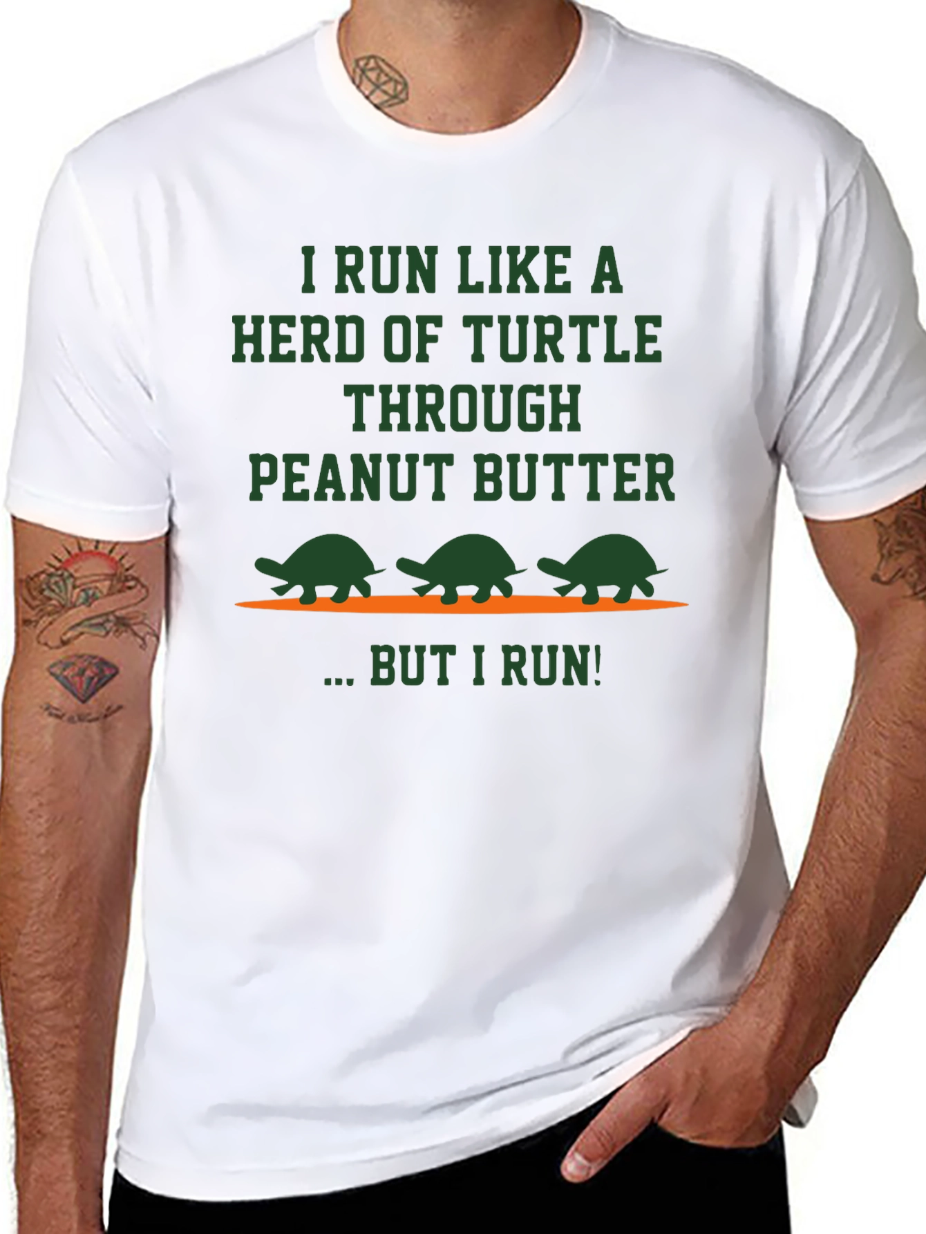 Funny Turtle Peanut Butter Running Graphic T-Shirt