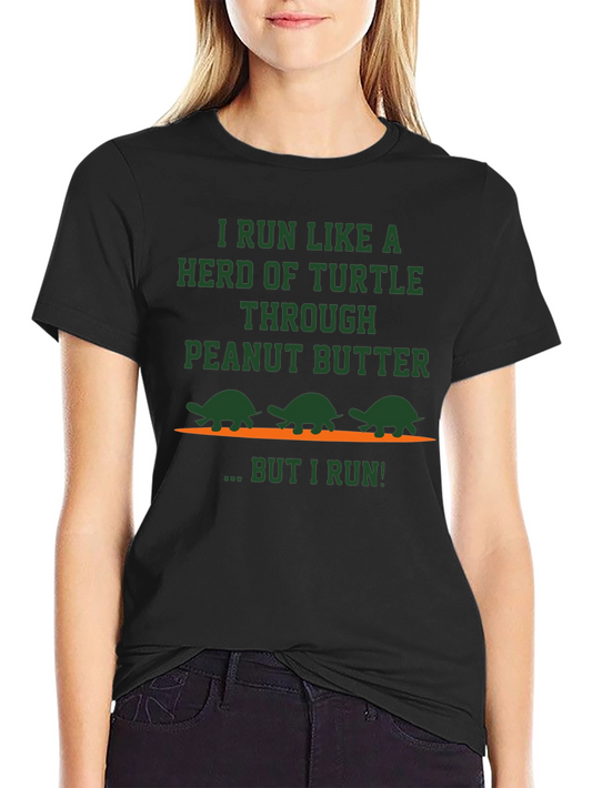 Funny Turtle Peanut Butter Running Graphic T-Shirt